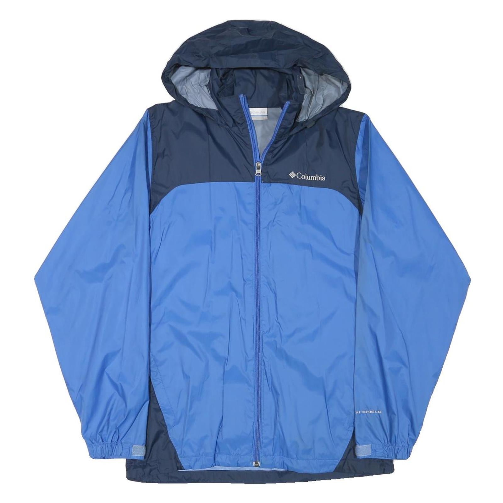 COLUMBIA Mens Blue Navy Outdoor Jacket S Nylon Plain Hooded Zip Refurbished - N/A refurbished available on Cerqular