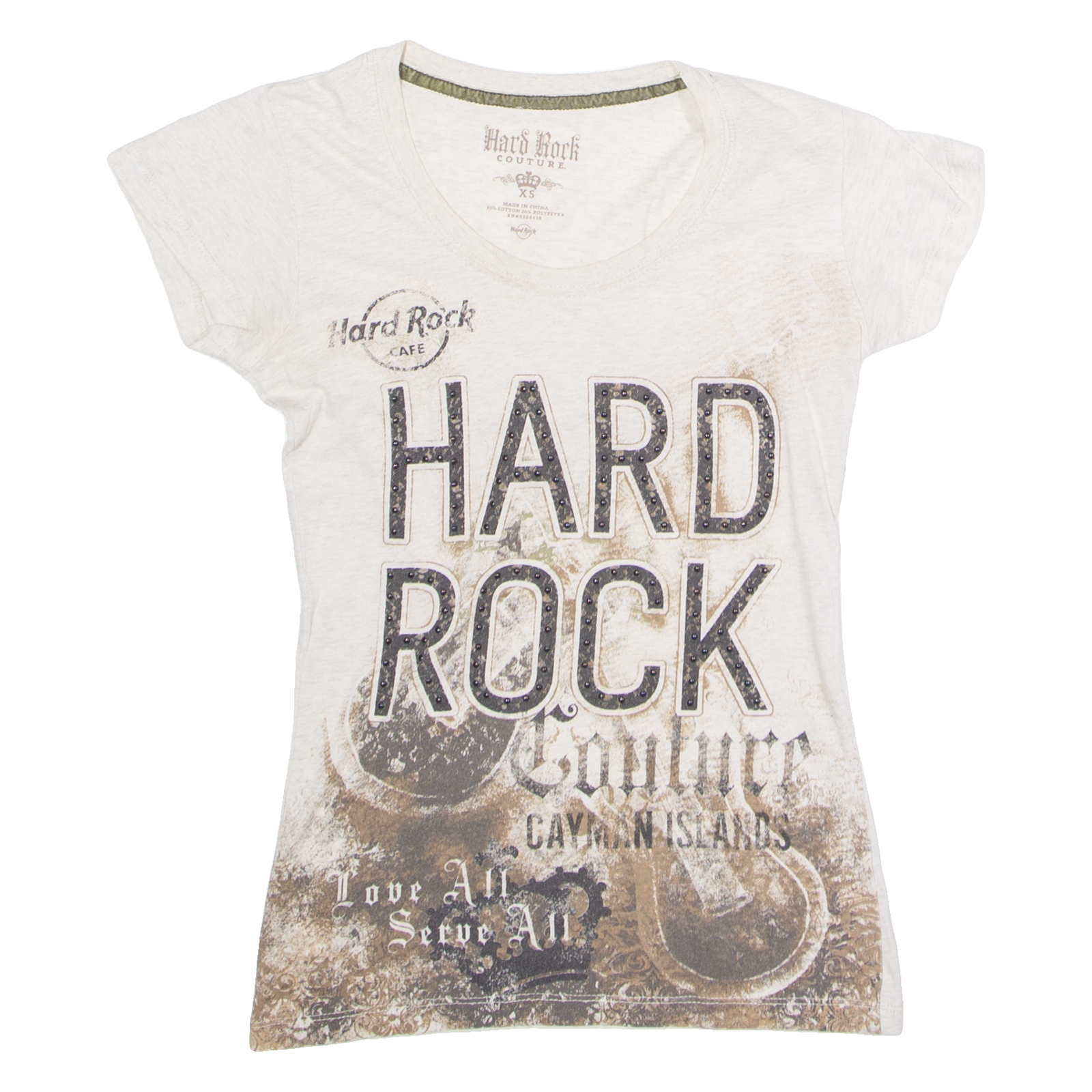 HARD ROCK CAFE Cayman Islands Womens T-Shirt Cream Crew Neck XS Refurbished - N/A refurbished available on Cerqular