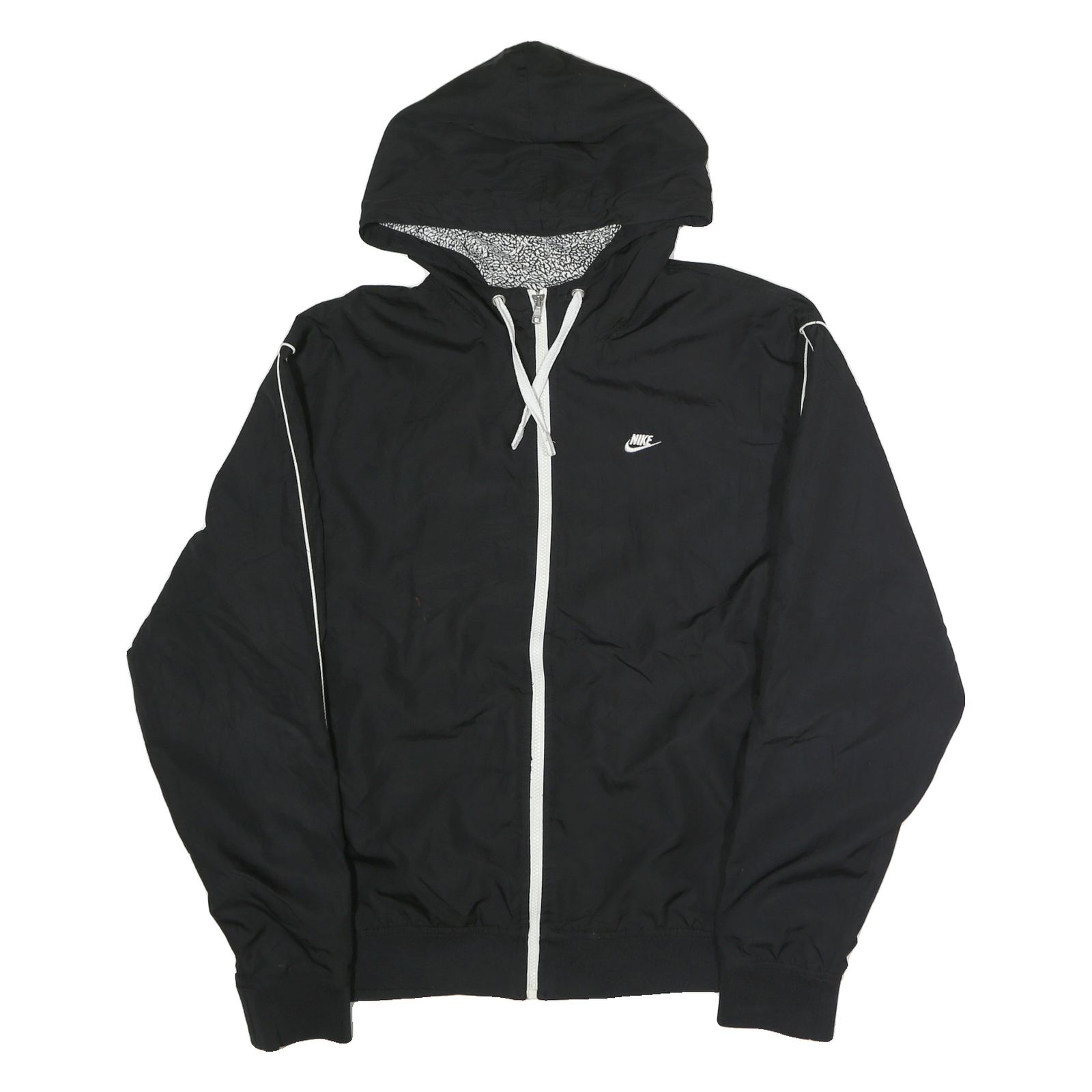 NIKE Womens Black & White Zip Hooded Jacket XL Polyester Sport Casual Refurbished - N/A refurbished available on Cerqular