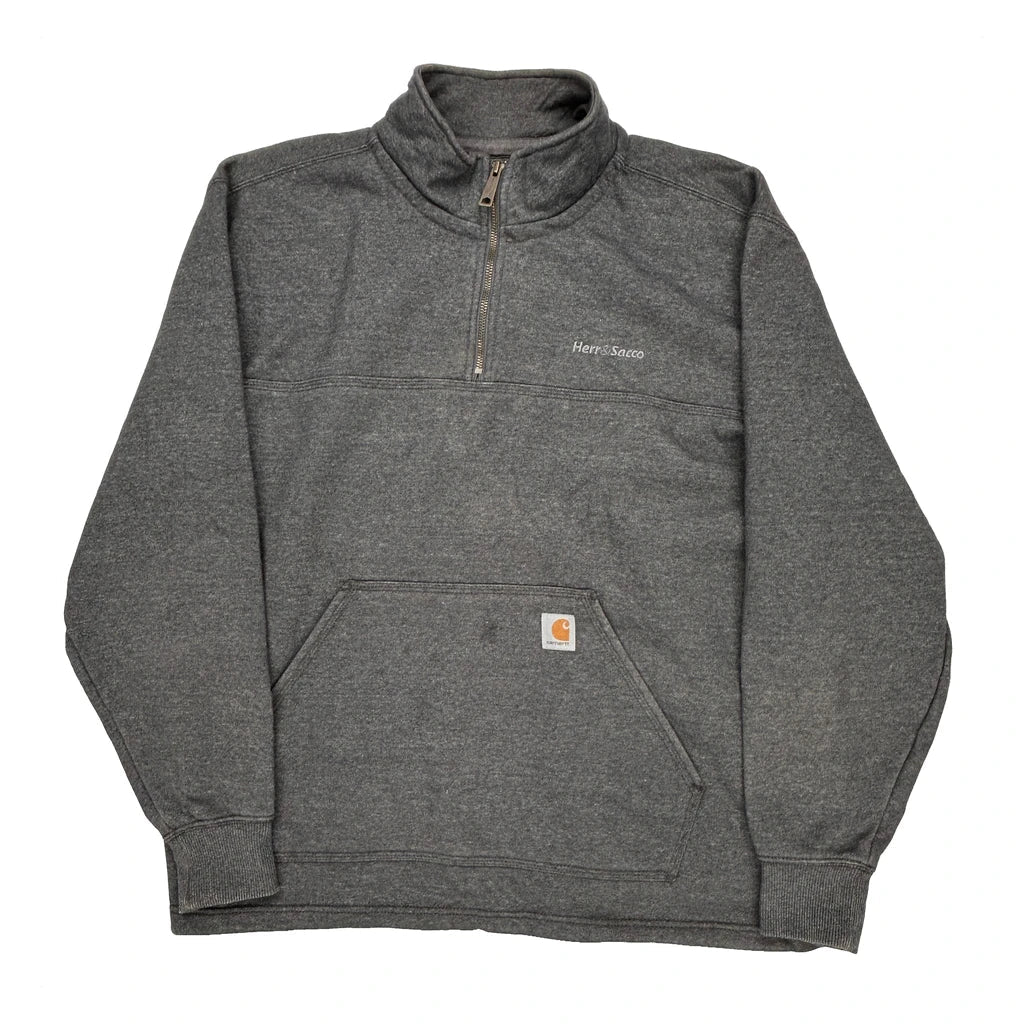 Carhartt 1/4 Zip - XL Grey Cotton Blend Refurbished - Thrifted (note: this is a term often used to describe second- refurbished available on Cerqular