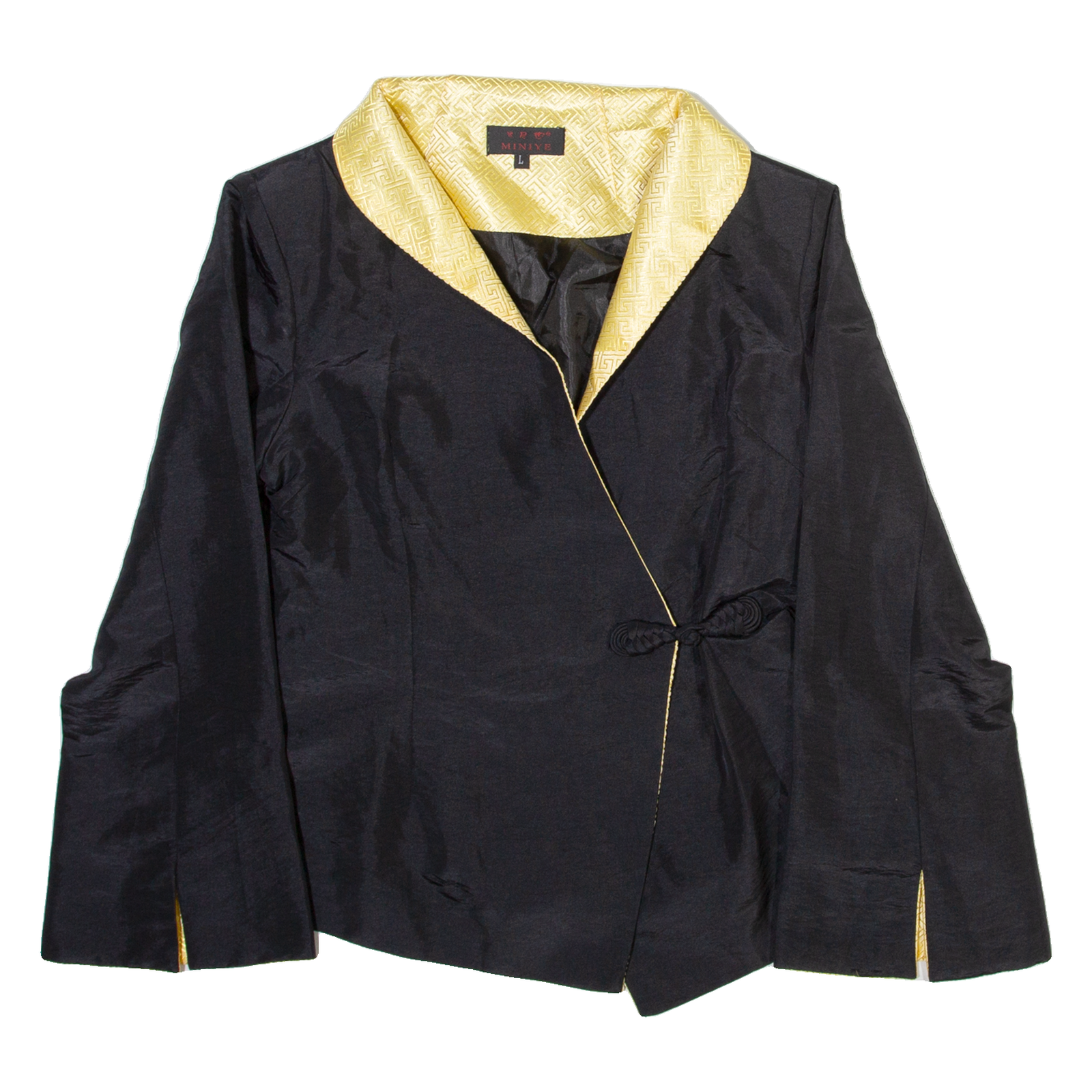 MINYE Womens Wrap Blouse Black V-Neck Long Sleeve L Refurbished - N/A refurbished available on Cerqular