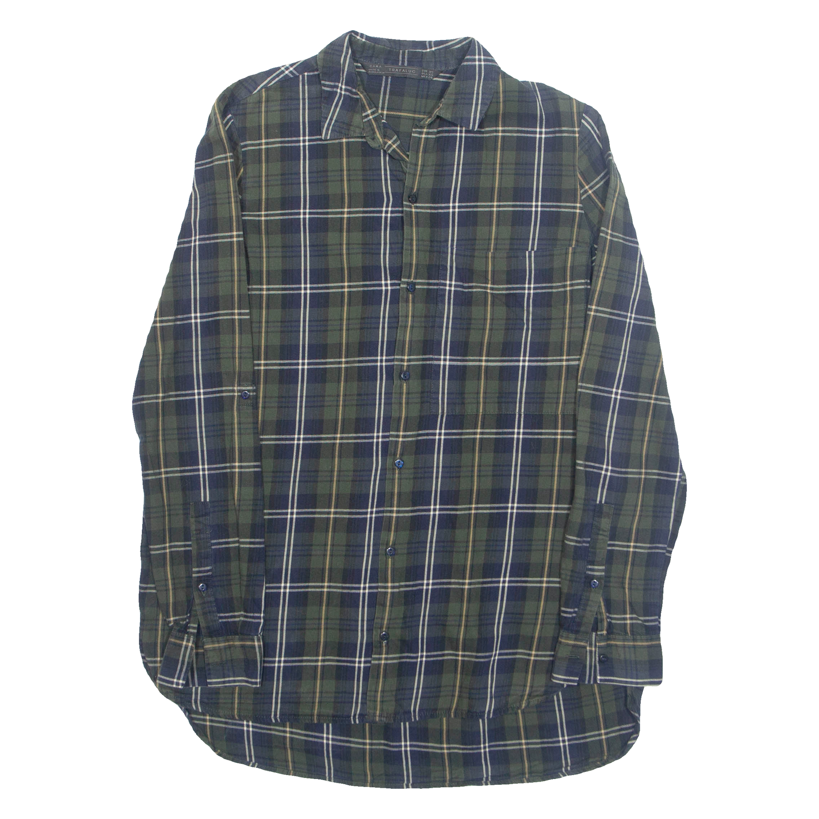 ZARA Womens Printed Shirt Blue Collared Long Sleeve Plaid XS Refurbished - N/A refurbished available on Cerqular