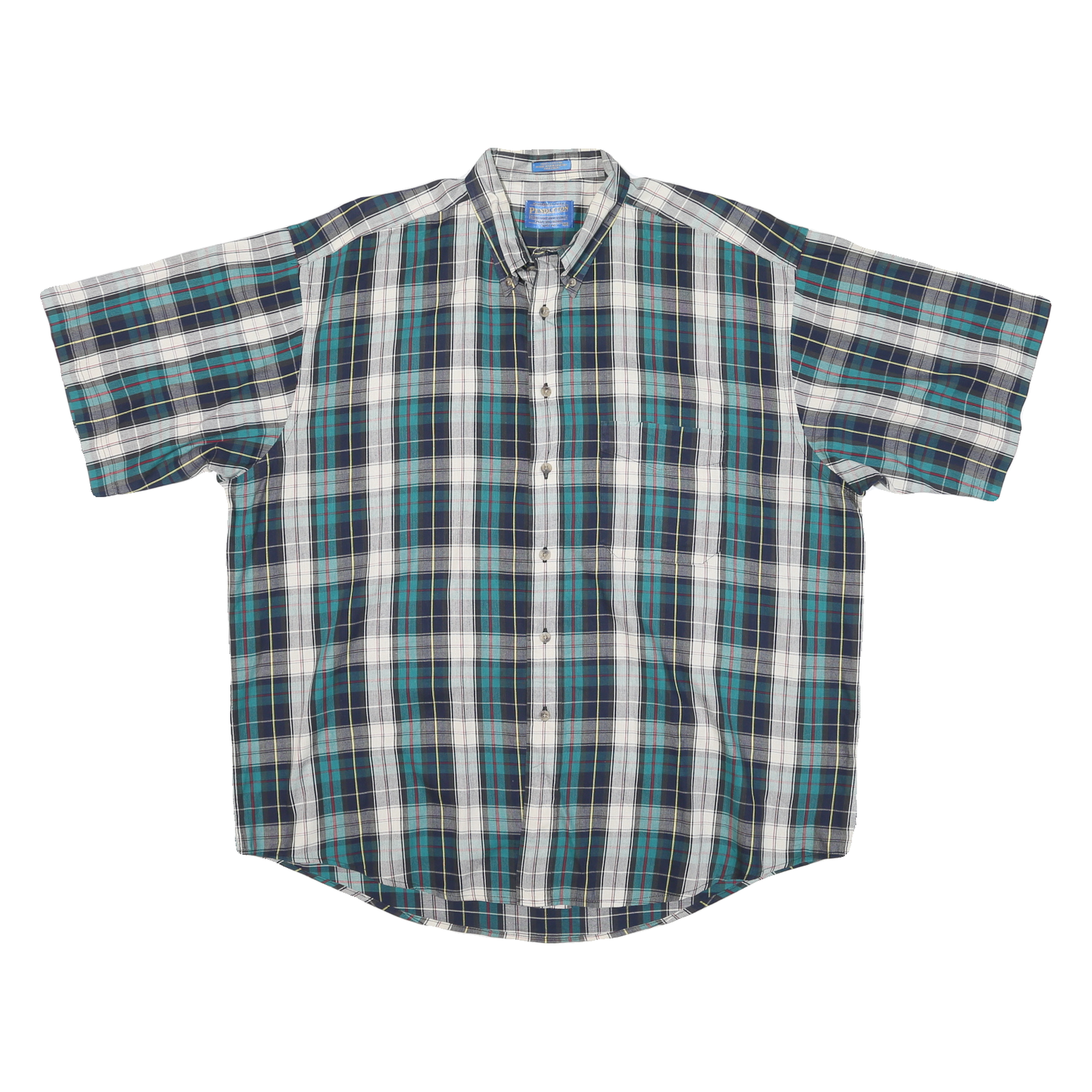 PENDLETON Mens Blue & White Plaid Short Sleeve Shirt XL Cotton Blend Button-Down Refurbished - N/A refurbished available on Cerqular