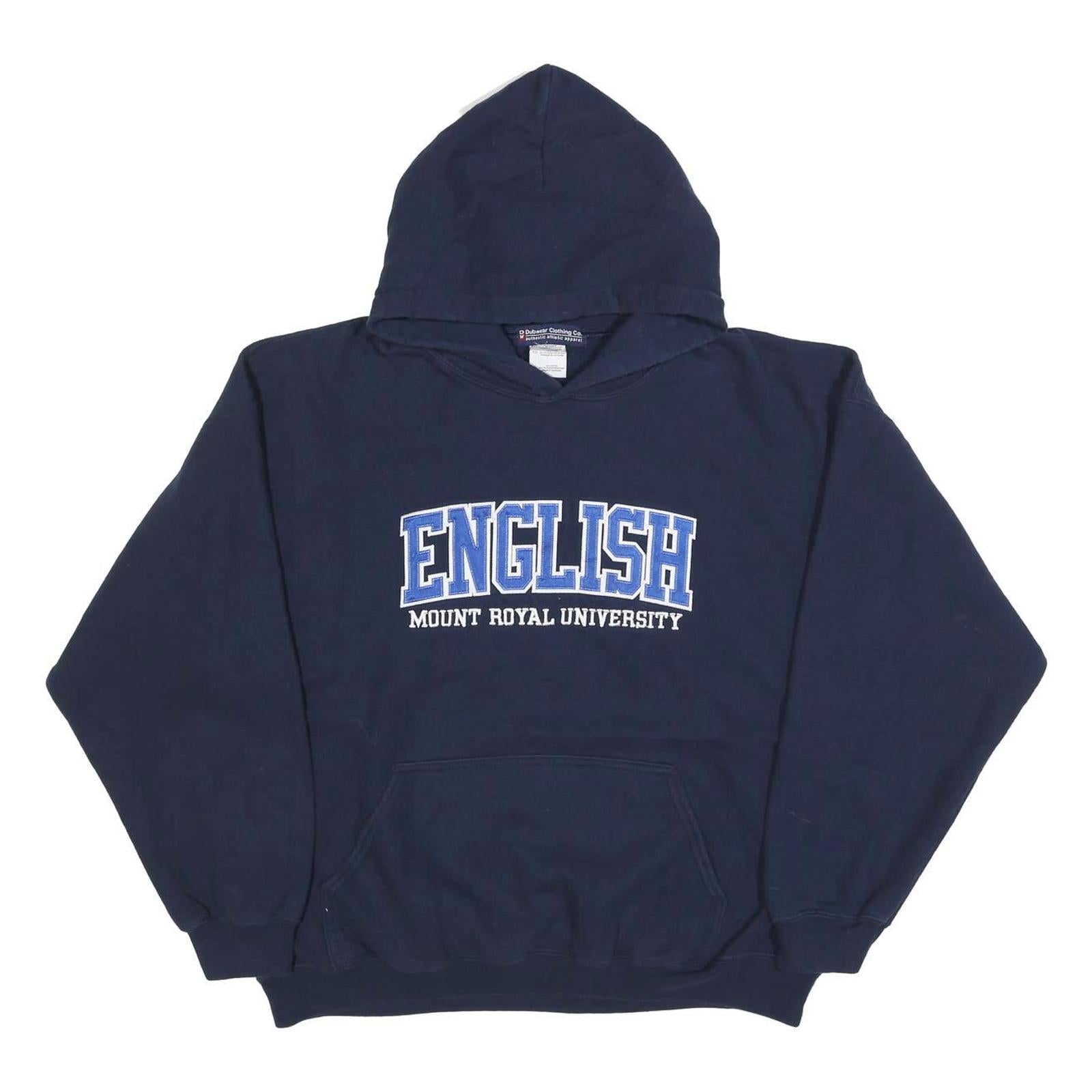 DUBWEAR CLOTHING Womens Navy Blue English Mount Royal University Hoodie XL Refurbished - N/A refurbished available on Cerqular