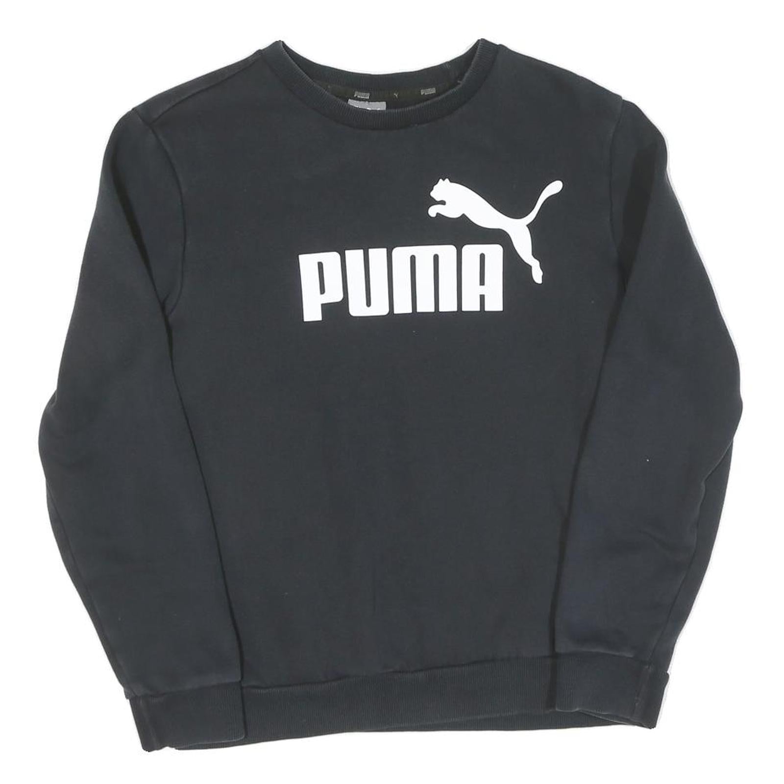 PUMA Mens Black Cotton Crew Neck S Sweatshirt Logo Print Casual Pullover Refurbished - N/A refurbished available on Cerqular