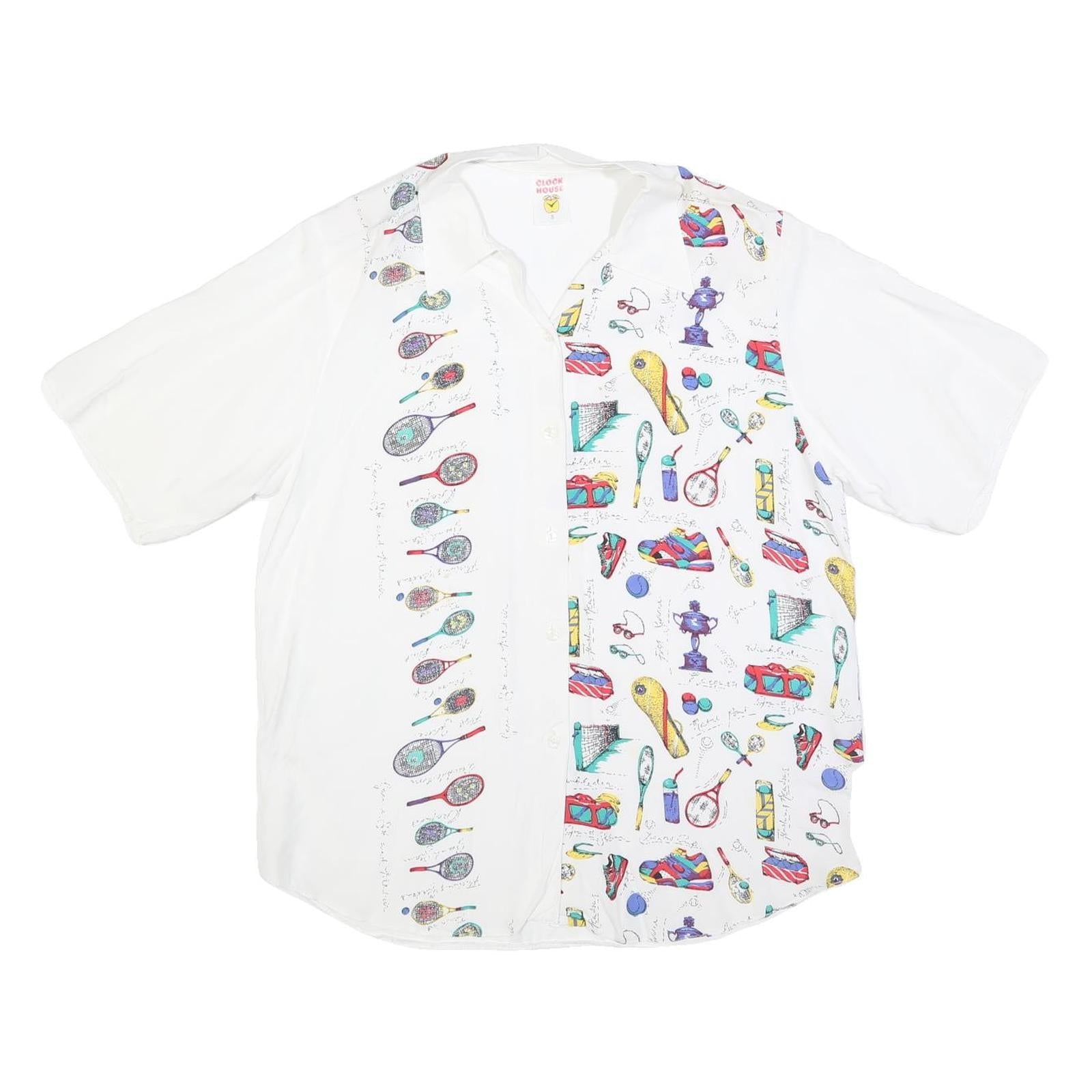 CLOCKHOUSE Womens White Printed Shirt S Polyester Blend Casual Short Sleeve Refurbished - N/A refurbished available on Cerqular