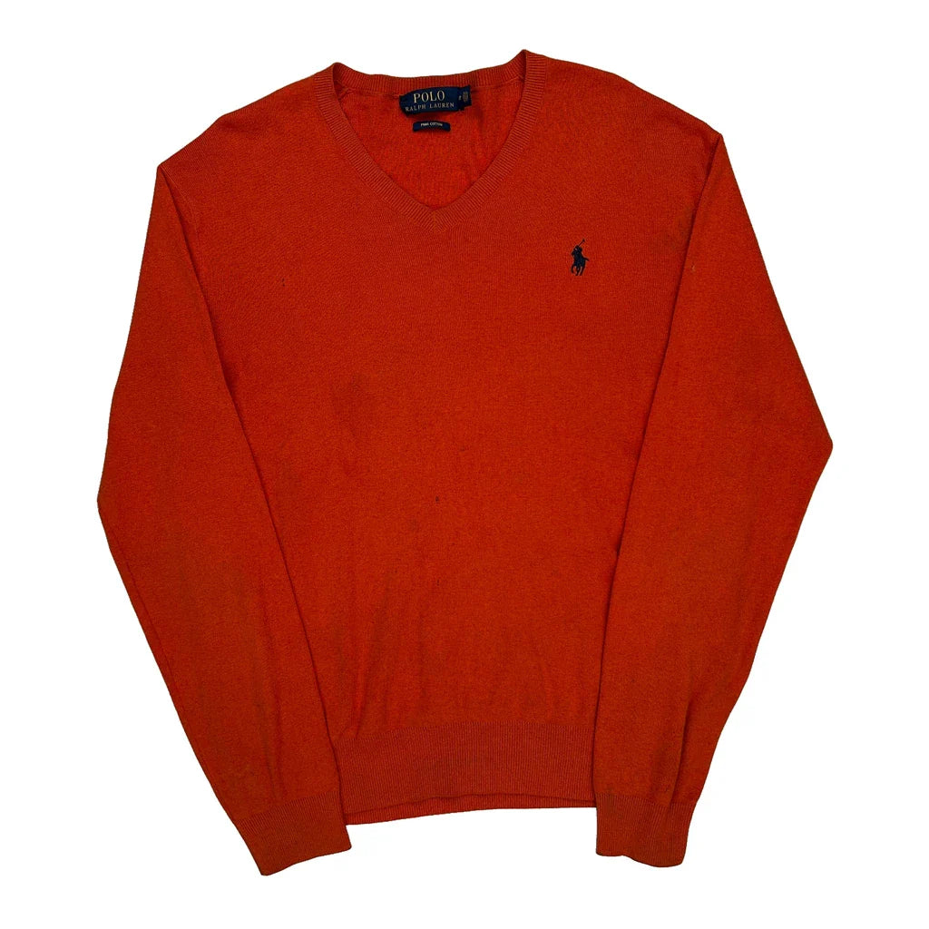 Polo By Ralph Lauren Jumper - Small Orange Cotton Refurbished - Thrifted (note: this is a term often used to describe second- refurbished available on Cerqular