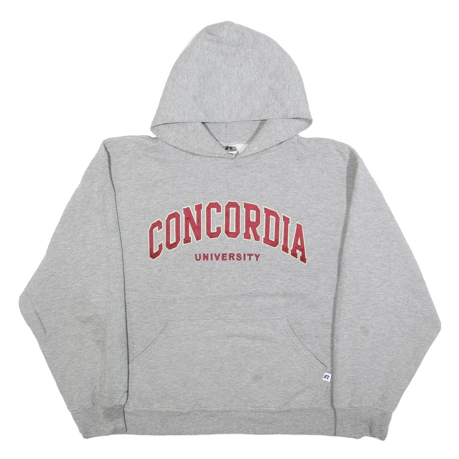 RUSSELL ATHLETIC Mens Grey Concordia University Pullover Hoodie M Casual Cotton Refurbished - N/A refurbished available on Cerqular