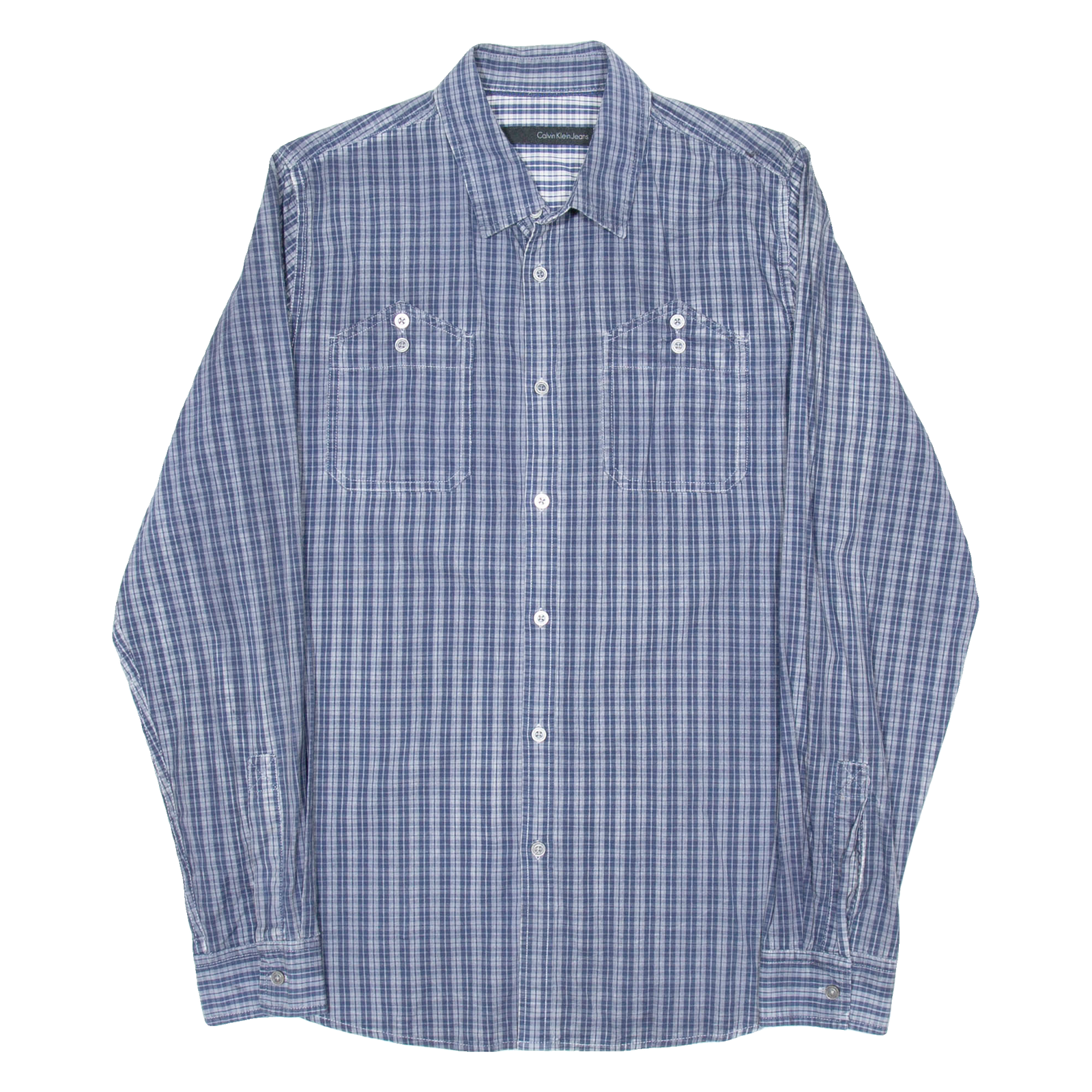 CALVIN KLEIN JEANS Mens Shirt Blue Plaid Long Sleeve L Refurbished - N/A refurbished available on Cerqular