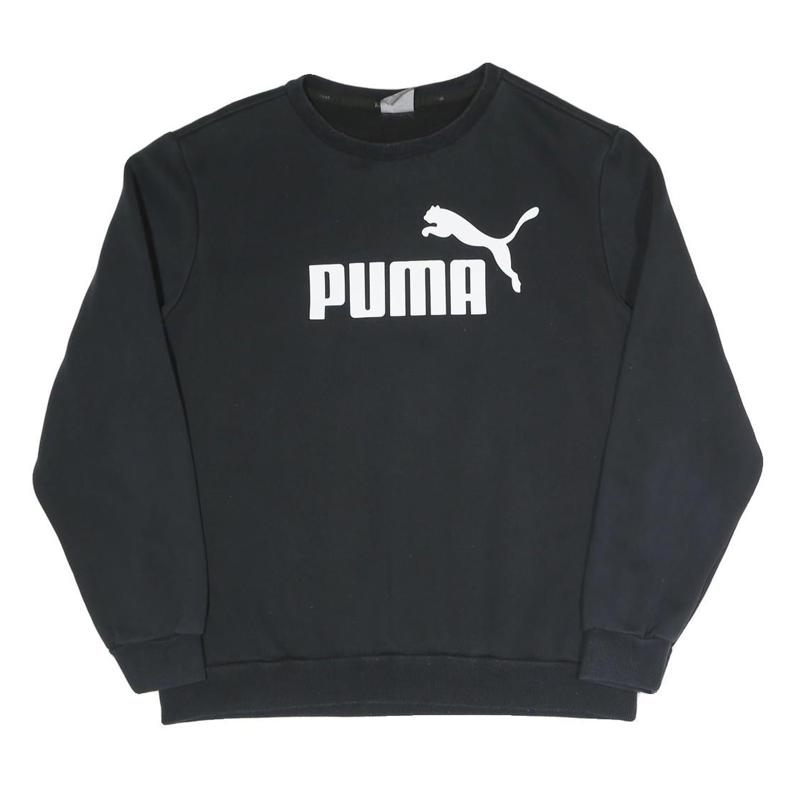 PUMA Mens Black Cotton Blend Crew Neck Sweatshirt L Logo Printed Sportswear Refurbished - N/A refurbished available on Cerqular