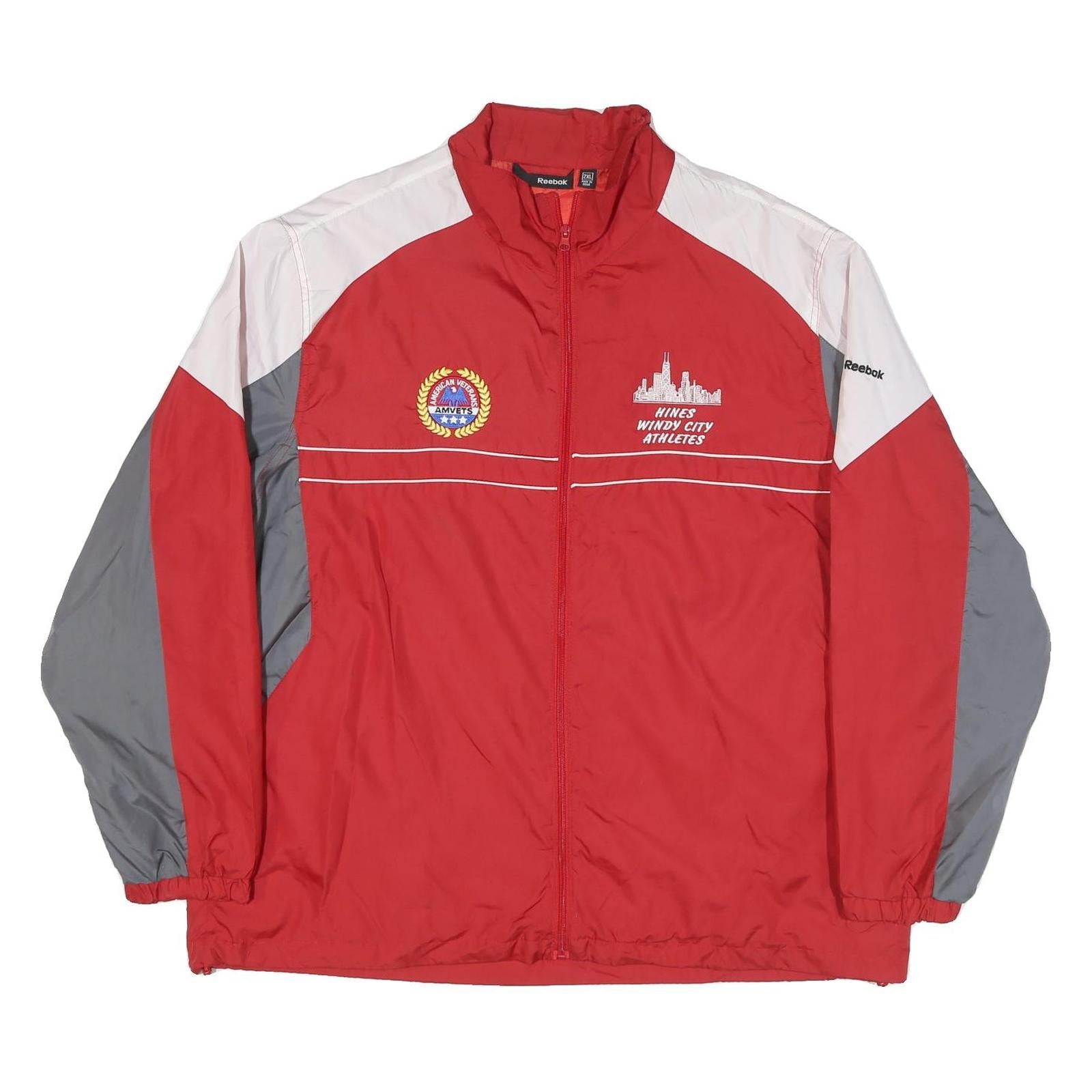 REEBOK Mens Red & Grey Windbreaker Jacket 2XL Polyester Blend Zip Refurbished - N/A refurbished available on Cerqular
