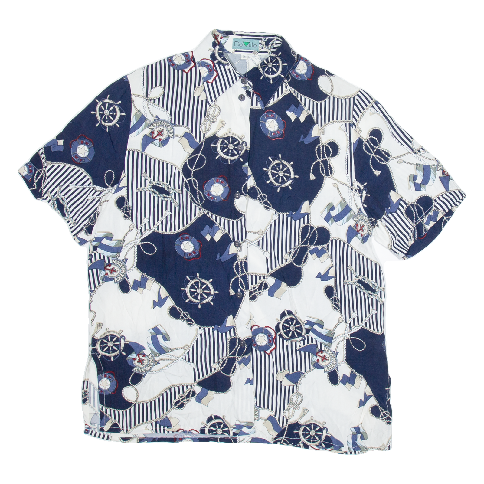 DEVILLE Womens Shirt Blue Crazy Pattern M Refurbished - N/A refurbished available on Cerqular