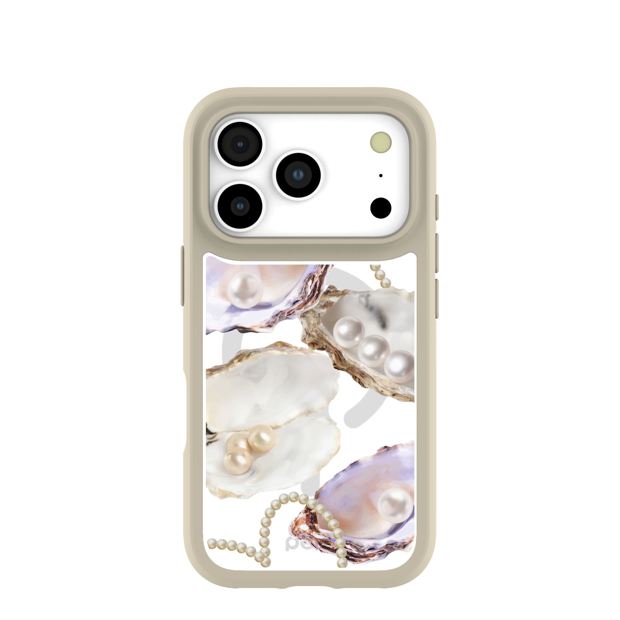 Clear Moonlit Oyster iPhone 17 Pro Case With London Fog Ridge (MagSafe included) Refurbished - Pela Case refurbished available on Cerqular