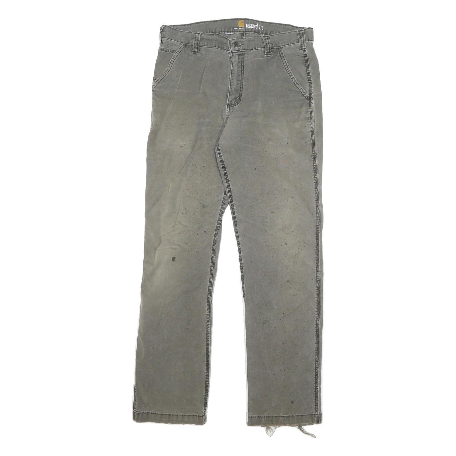 CARHARTT Mens Relaxed Fit Grey Cotton Blend Relaxed Leg Trousers W34 L31 Refurbished - N/A refurbished available on Cerqular