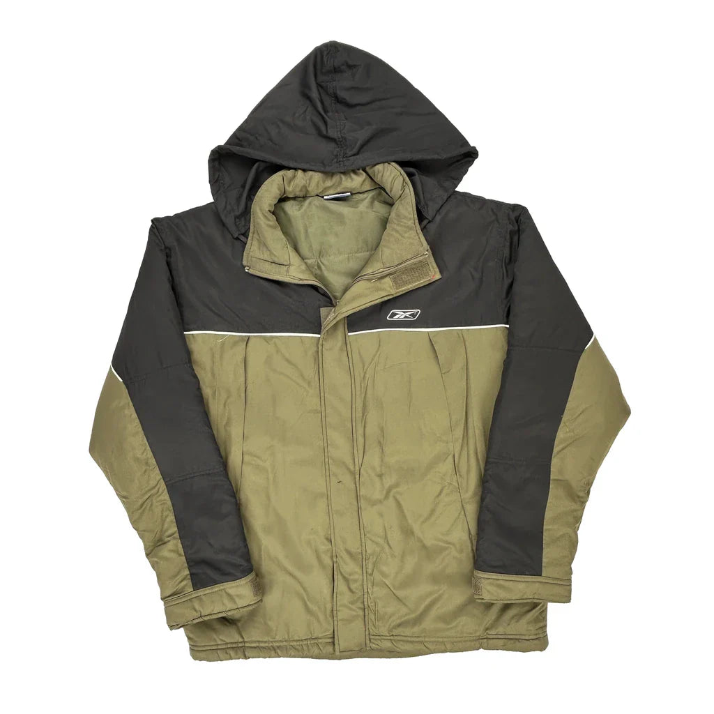 Reebok Jacket - 2XL Khaki Polyester Refurbished - Thrifted (note: this is a term often used to describe second- refurbished available on Cerqular