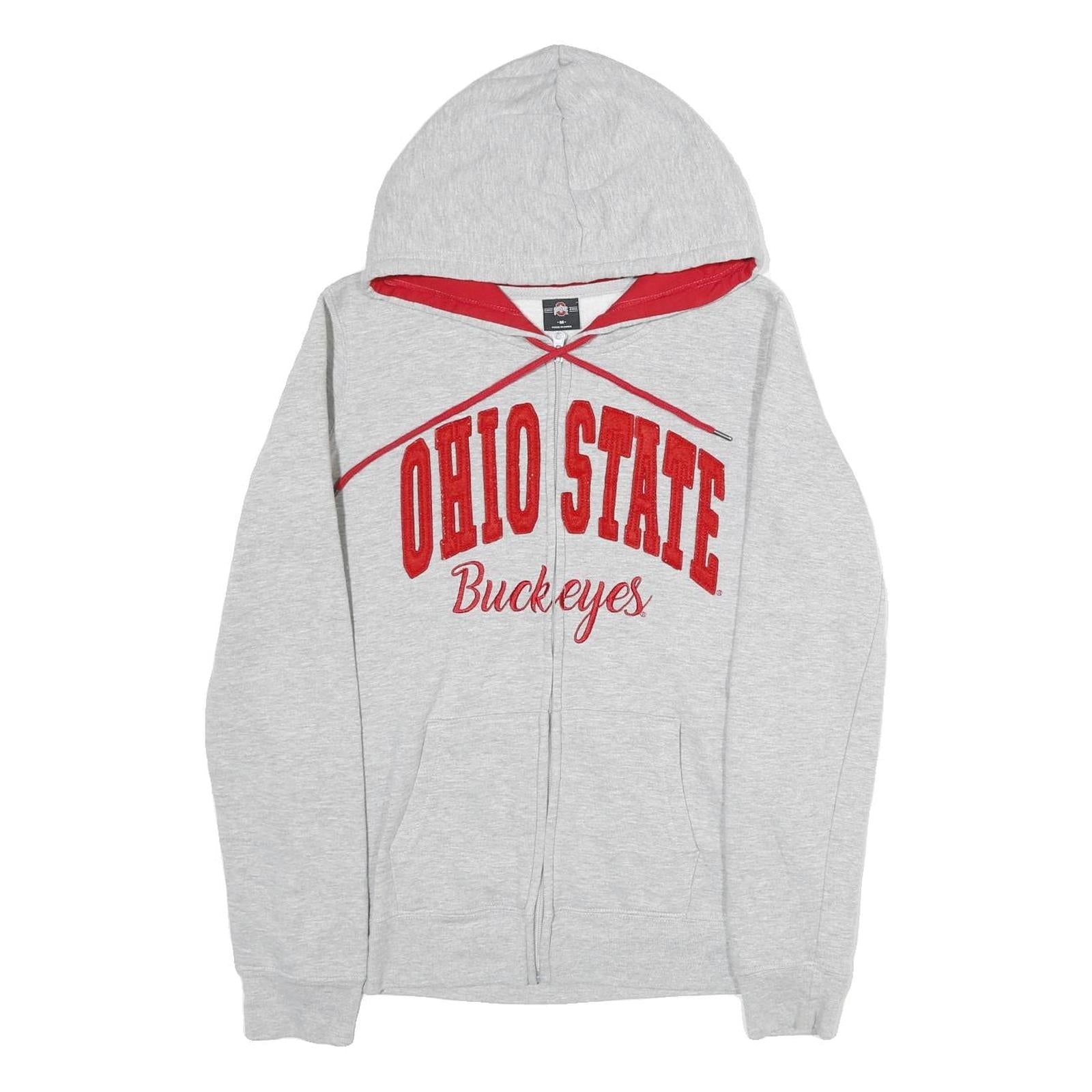 OHIOSTATE Mens Grey & Red Ohio State Buckeyes Zip Hoodie M Cotton Refurbished - N/A refurbished available on Cerqular
