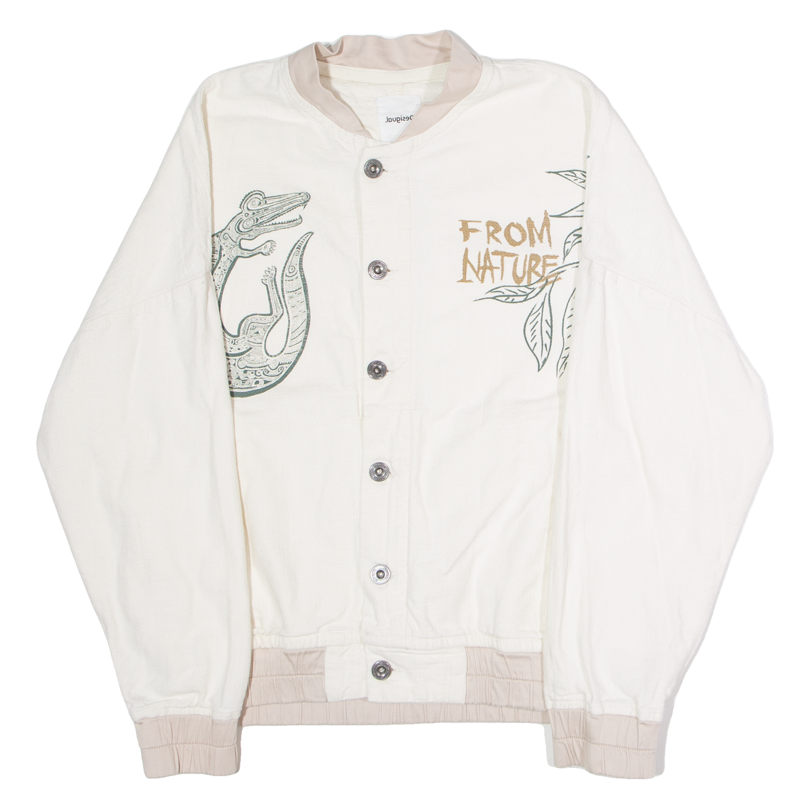 DESIGUAL From Nature Mens Bomber Jacket Cream Canvas M Refurbished - N/A refurbished available on Cerqular