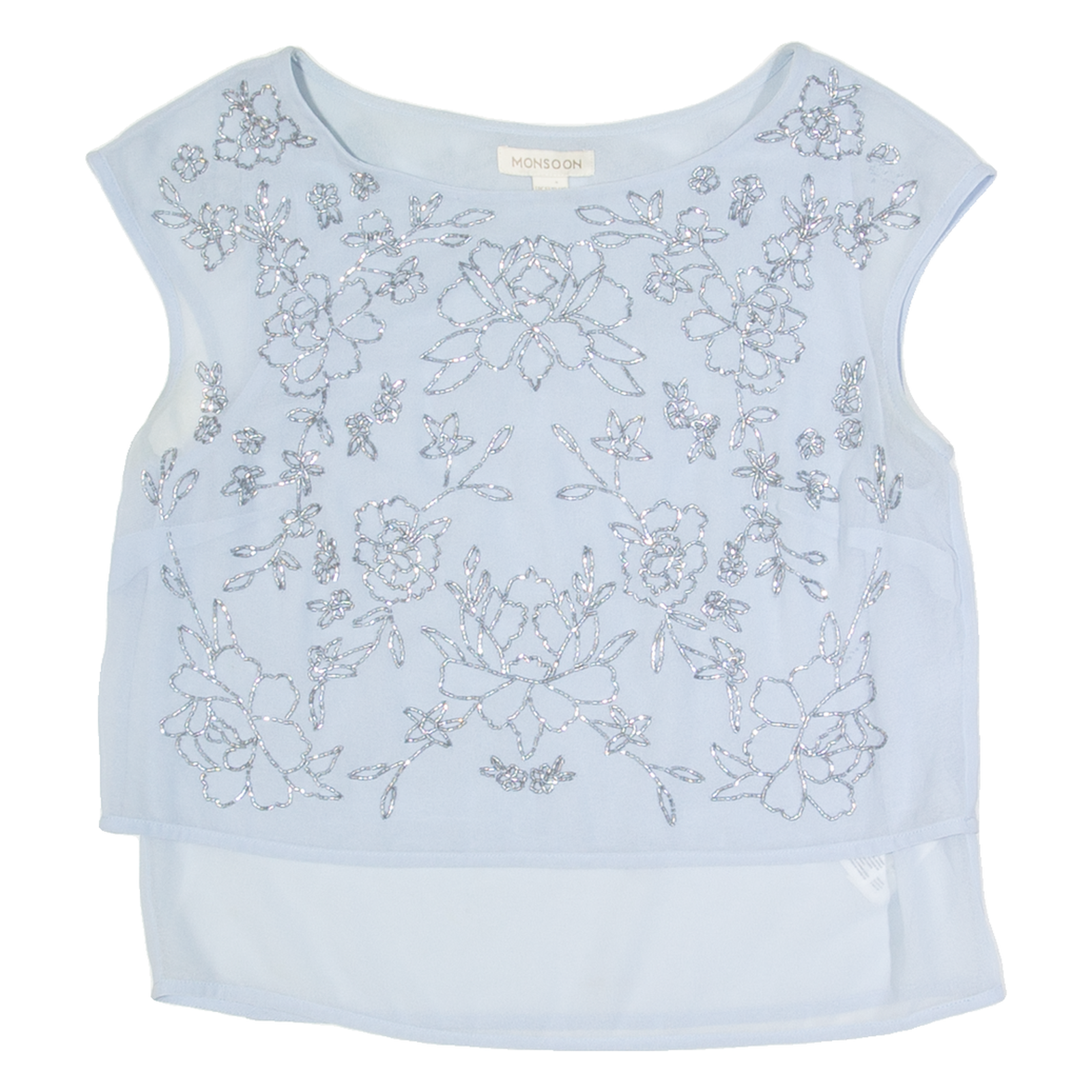 MONSOON Beaded Womens Top Blue Sleeveless UK 10 Refurbished - N/A refurbished available on Cerqular