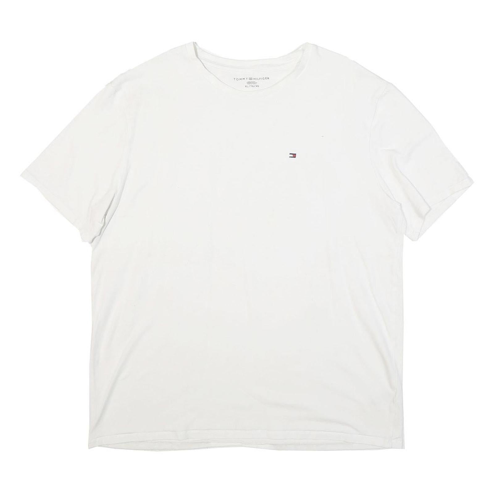 TOMMY HILFIGER Mens White T-Shirt XL Short Sleeve Crew Neck Minimal Logo Refurbished - N/A refurbished available on Cerqular