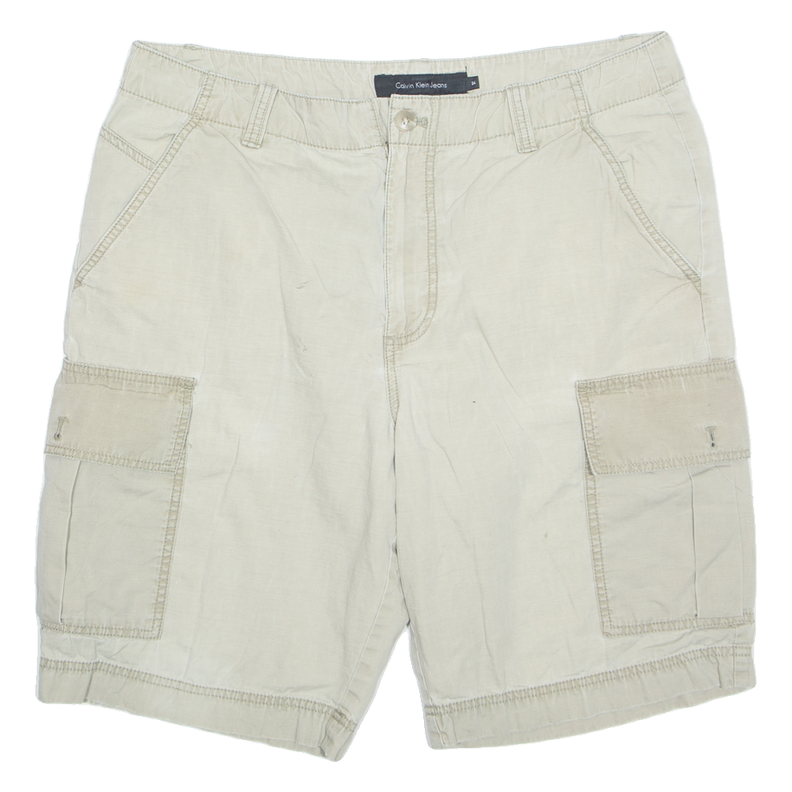 CALVIN KLEIN JEANS Mens Cargo Shorts Beige M W34 Refurbished - N/A refurbished available on Cerqular