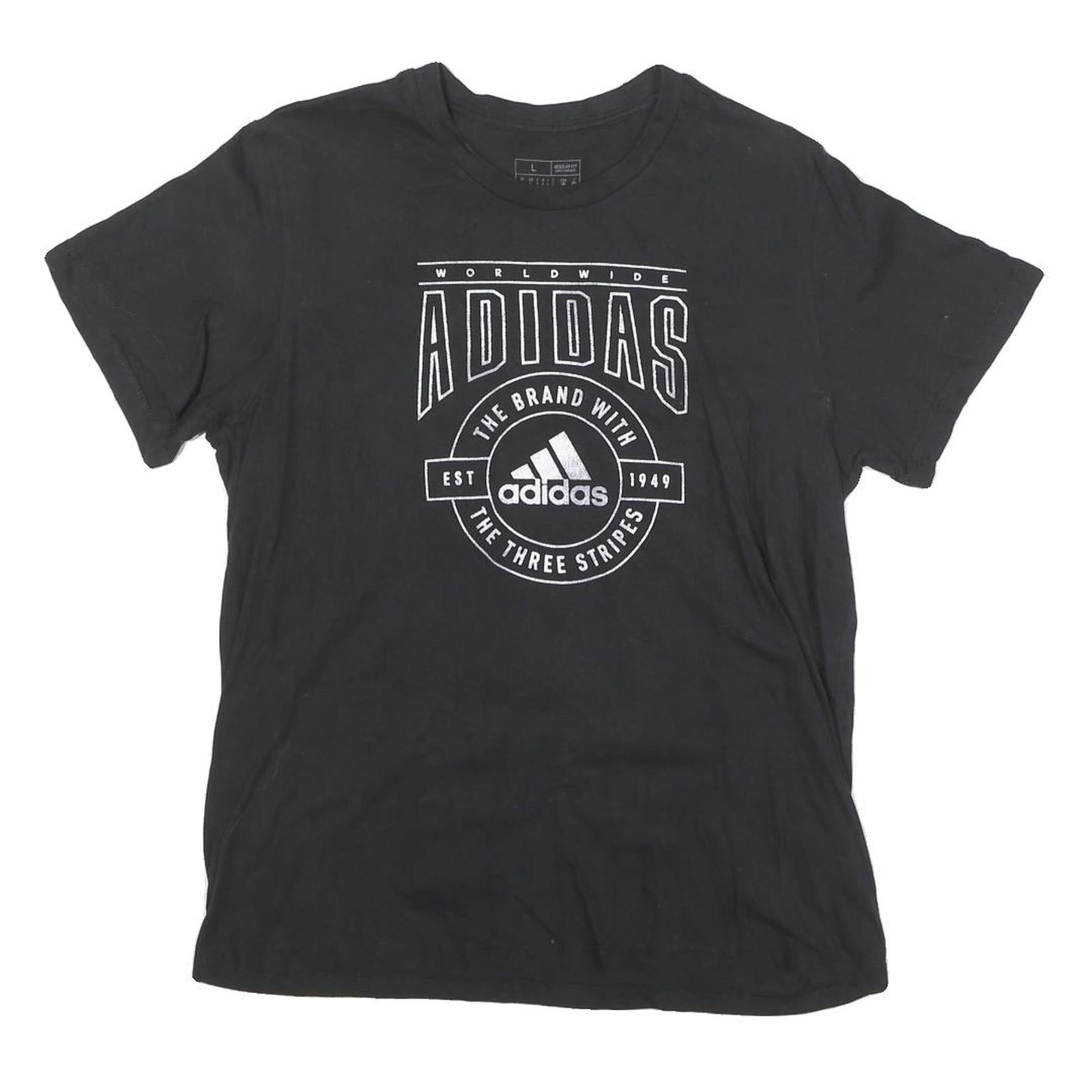 ADIDAS Mens Black Graphic T-Shirt L Short Sleeve Crew Neck Logo Print Refurbished - N/A refurbished available on Cerqular