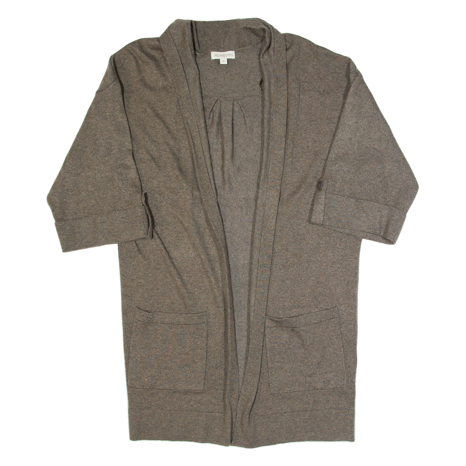 MONSOON Womens Cardigan Brown Tight Knit 3/4 Sleeve S Refurbished - N/A refurbished available on Cerqular