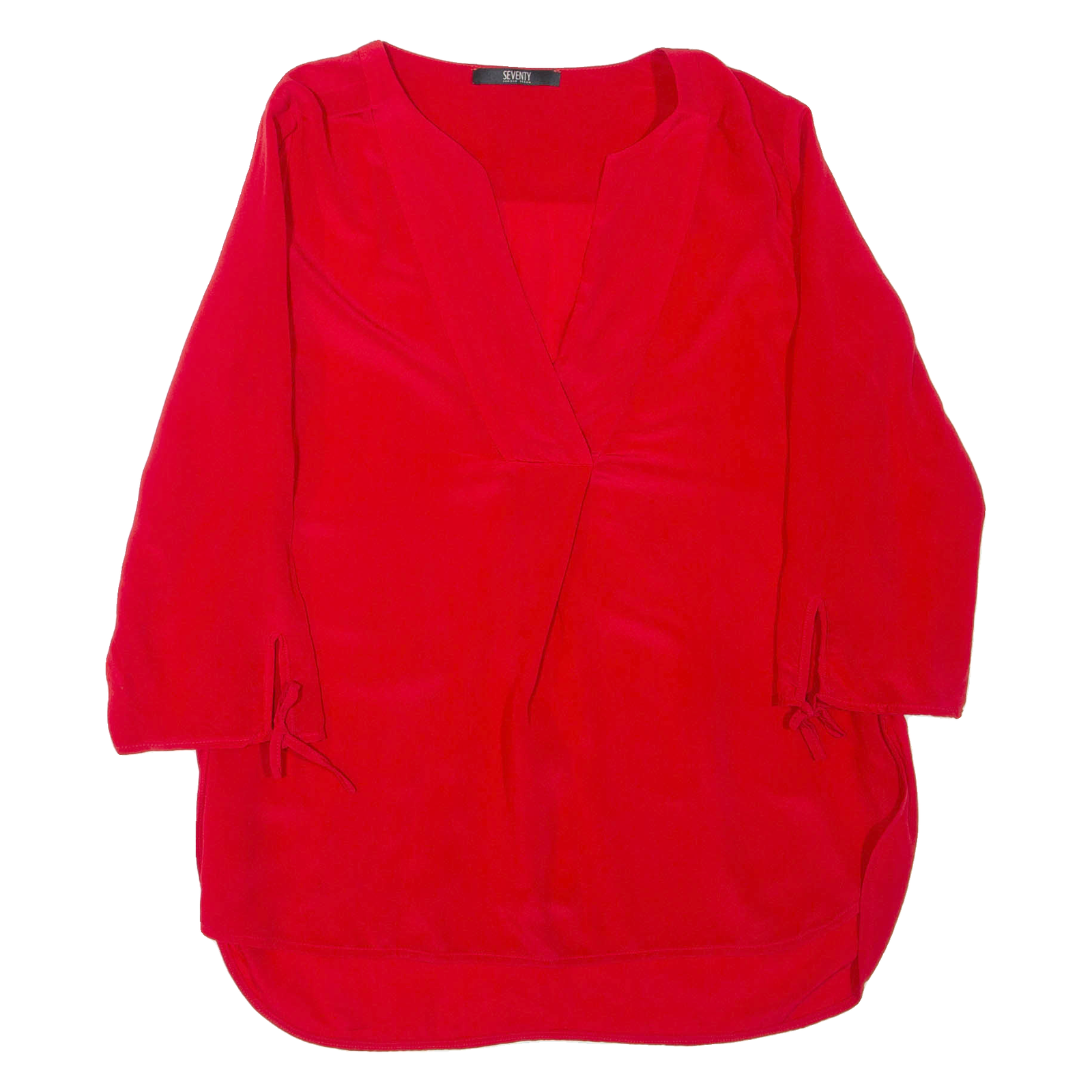 SEVENTY Womens Blouse Red V-Neck 3/4 Sleeve S Refurbished - N/A refurbished available on Cerqular