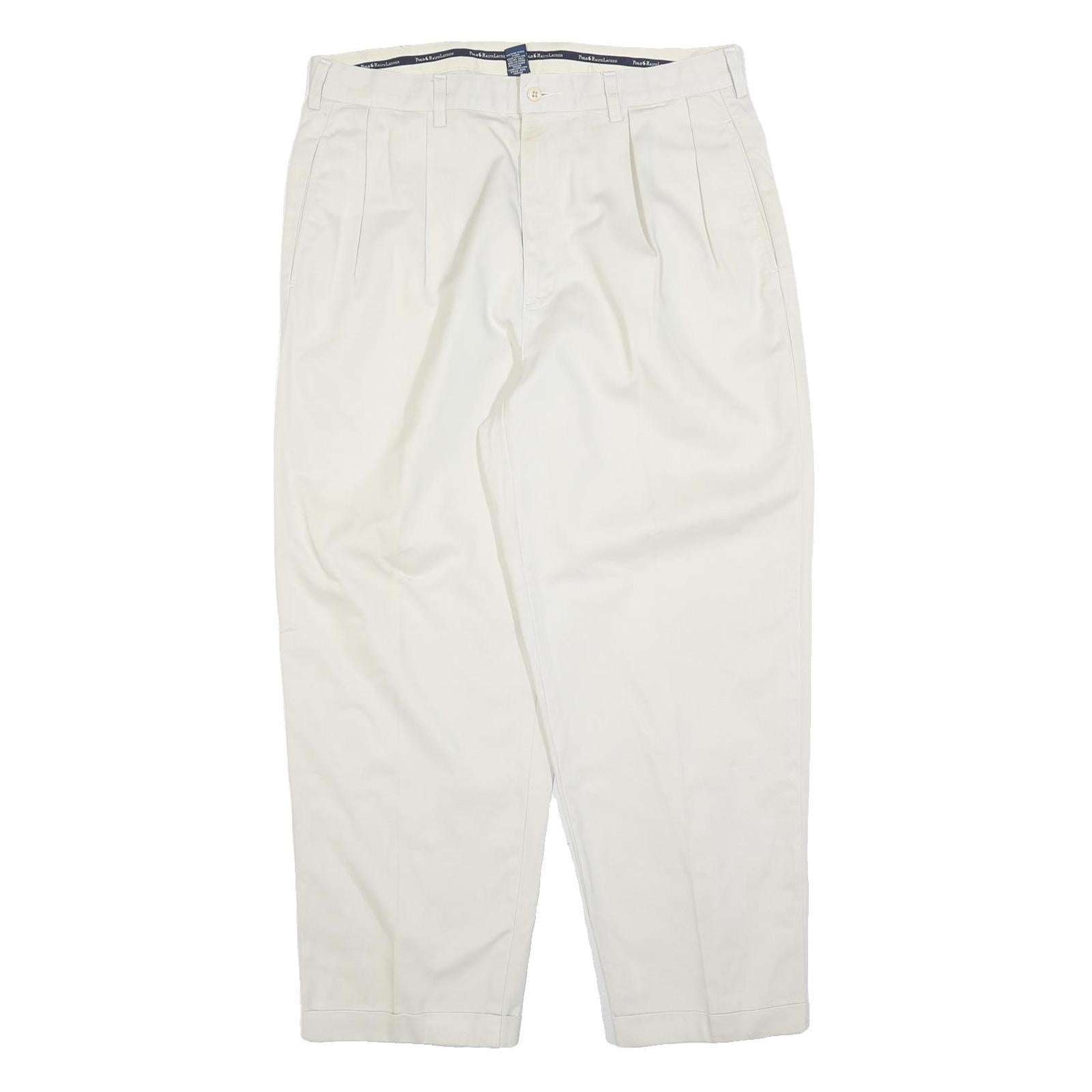 POLO RALPH LAUREN Mens Cotton Blend White Regular Fit Straight Trousers W36 L27 Refurbished - N/A refurbished available on Cerqular