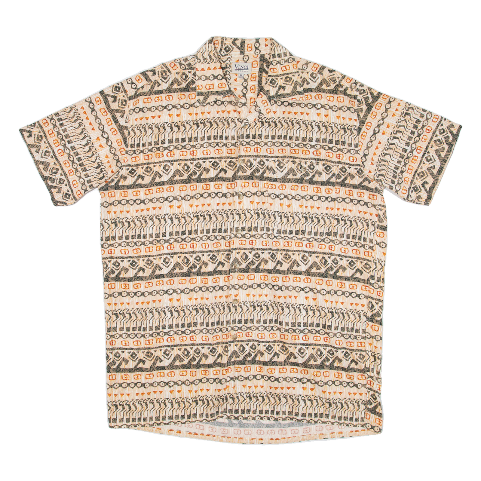 VINCI Mens Shirt Beige Crazy Pattern M Refurbished - N/A refurbished available on Cerqular