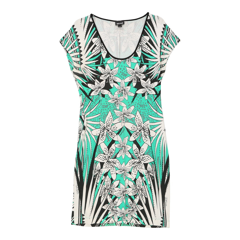 Just Cavalli Floral Mini Dress - Medium Blue Viscose Blend | Size: medium Refurbished - N/A (Preloved Designer is not a specific brand, it refurbished available on Cerqular