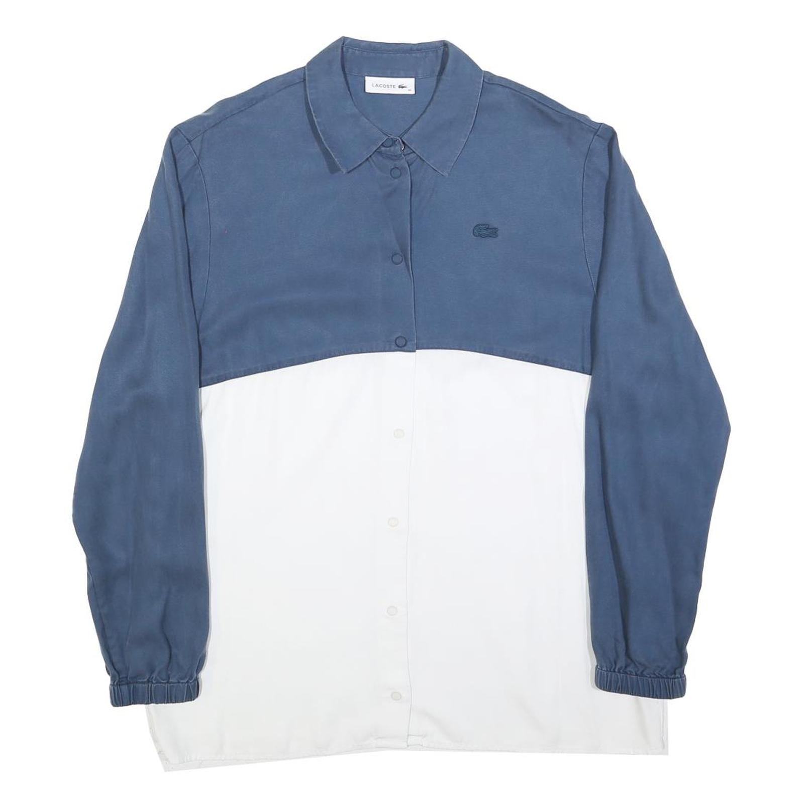 LACOSTE Womens Blue & White Shirt L Cotton Blend Long Sleeve Casual Refurbished - N/A refurbished available on Cerqular
