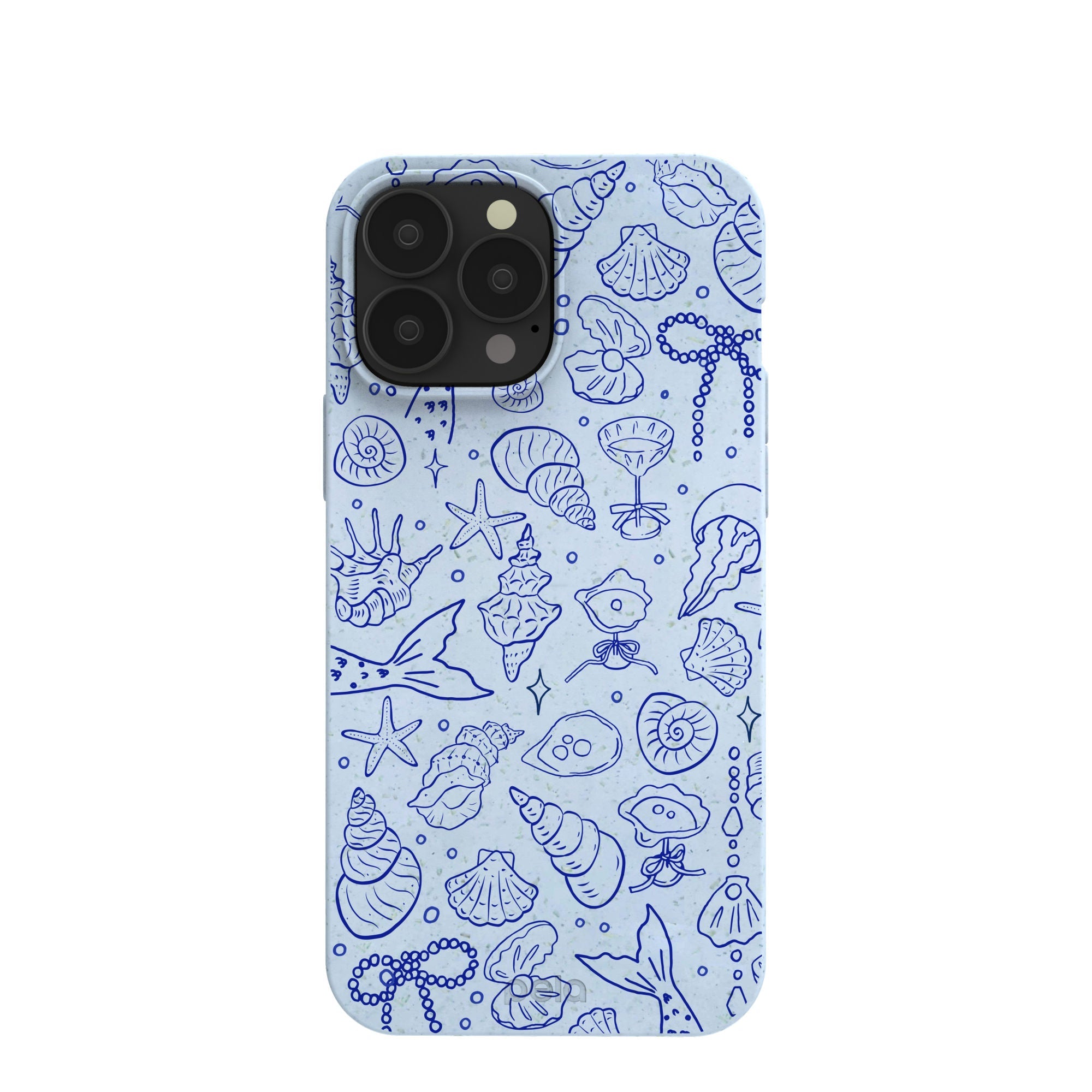 Powder Blue Ocean Charms iPhone 13 Pro Max Case Refurbished - Pela Case refurbished available on Cerqular
