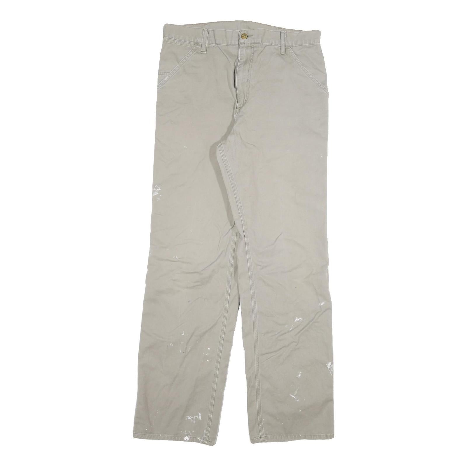 CARHARTT Mens Cotton Blend Beige Regular Fit Straight Trousers W34 L32 Workwear Refurbished - N/A refurbished available on Cerqular
