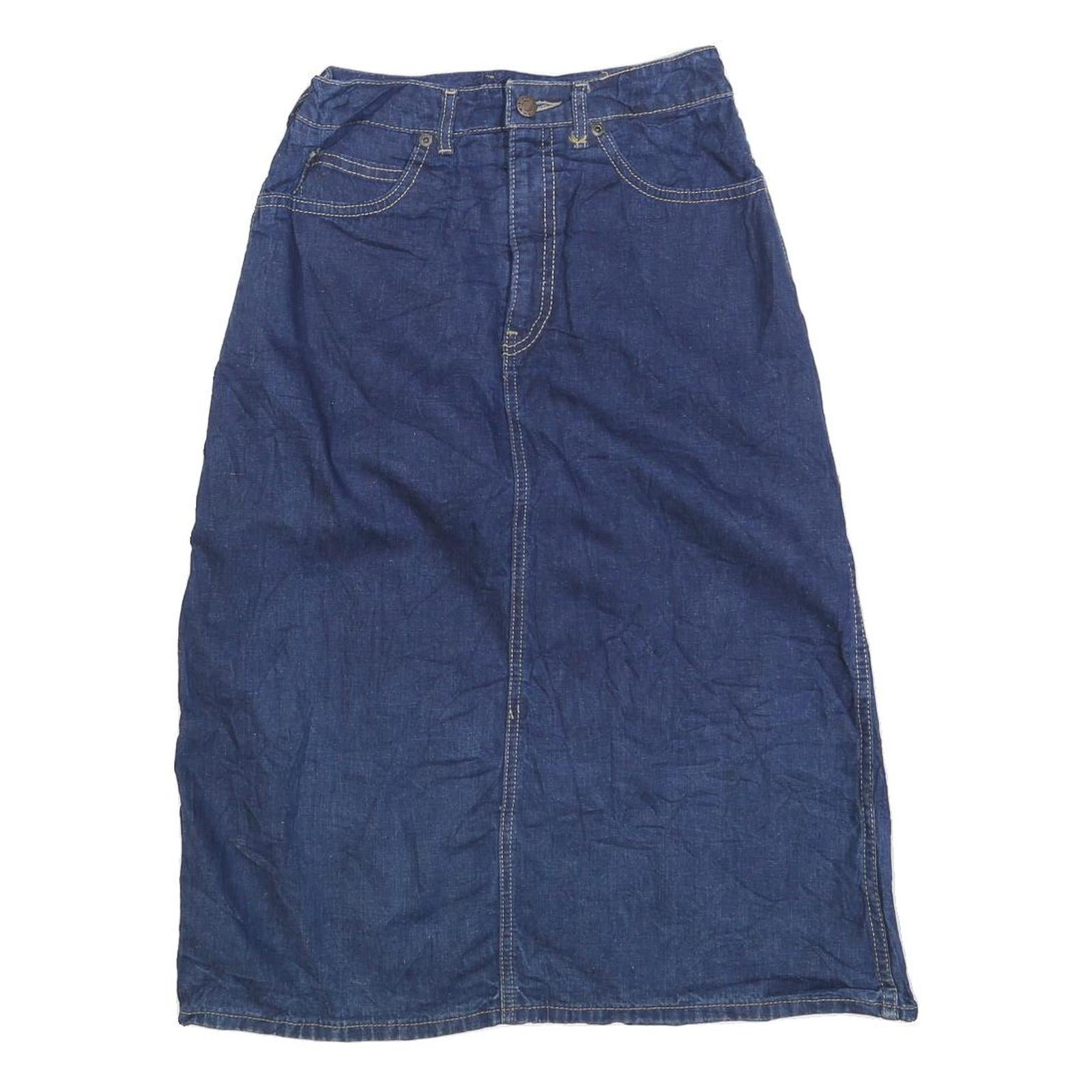 LL BEAN Womens Blue Denim Straight Knee Length Woven Cotton Blend Skirt XS Refurbished - N/A refurbished available on Cerqular