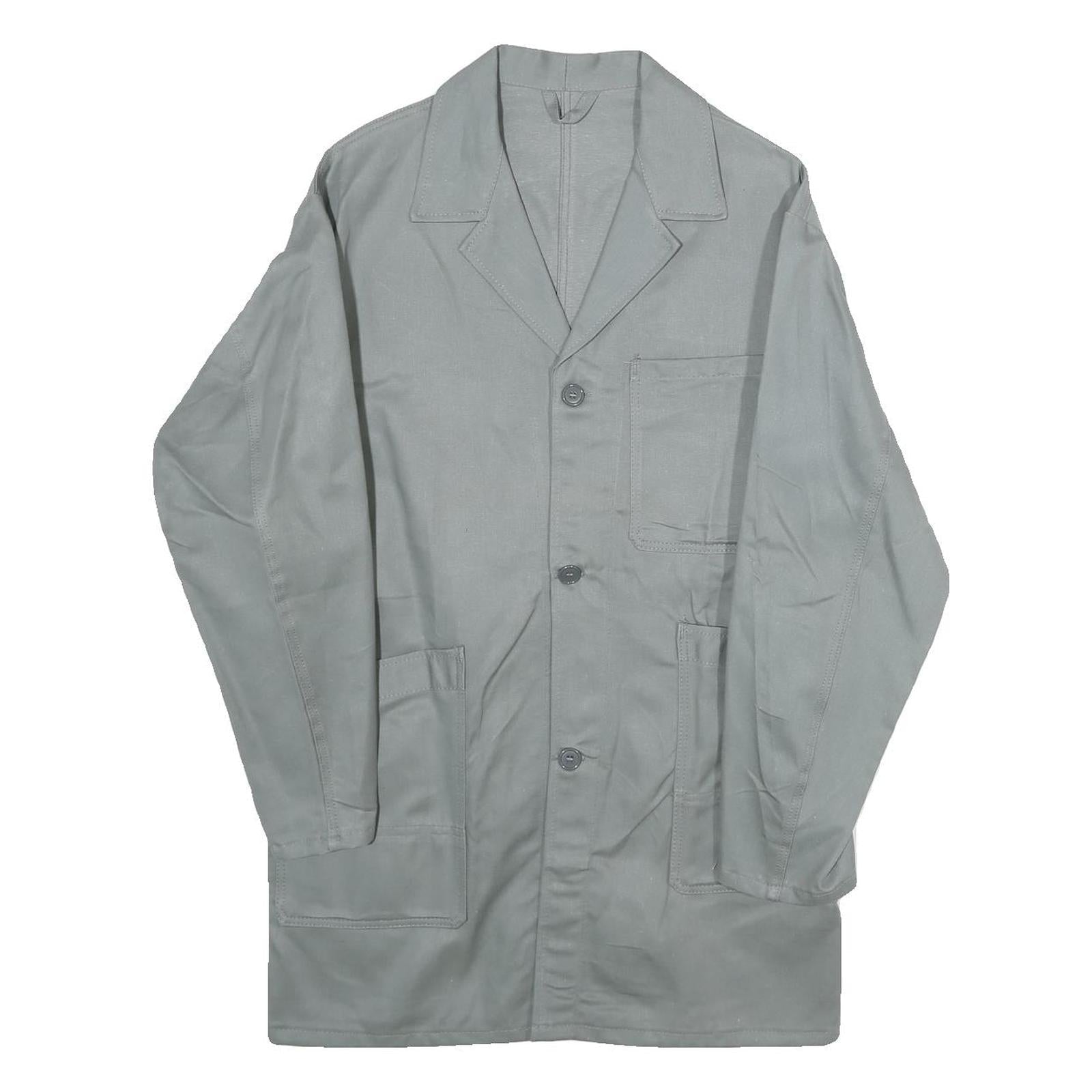 Mens Grey Button Jacket M Polyester Blend Plain Workwear Classic Fit Refurbished - N/A refurbished available on Cerqular
