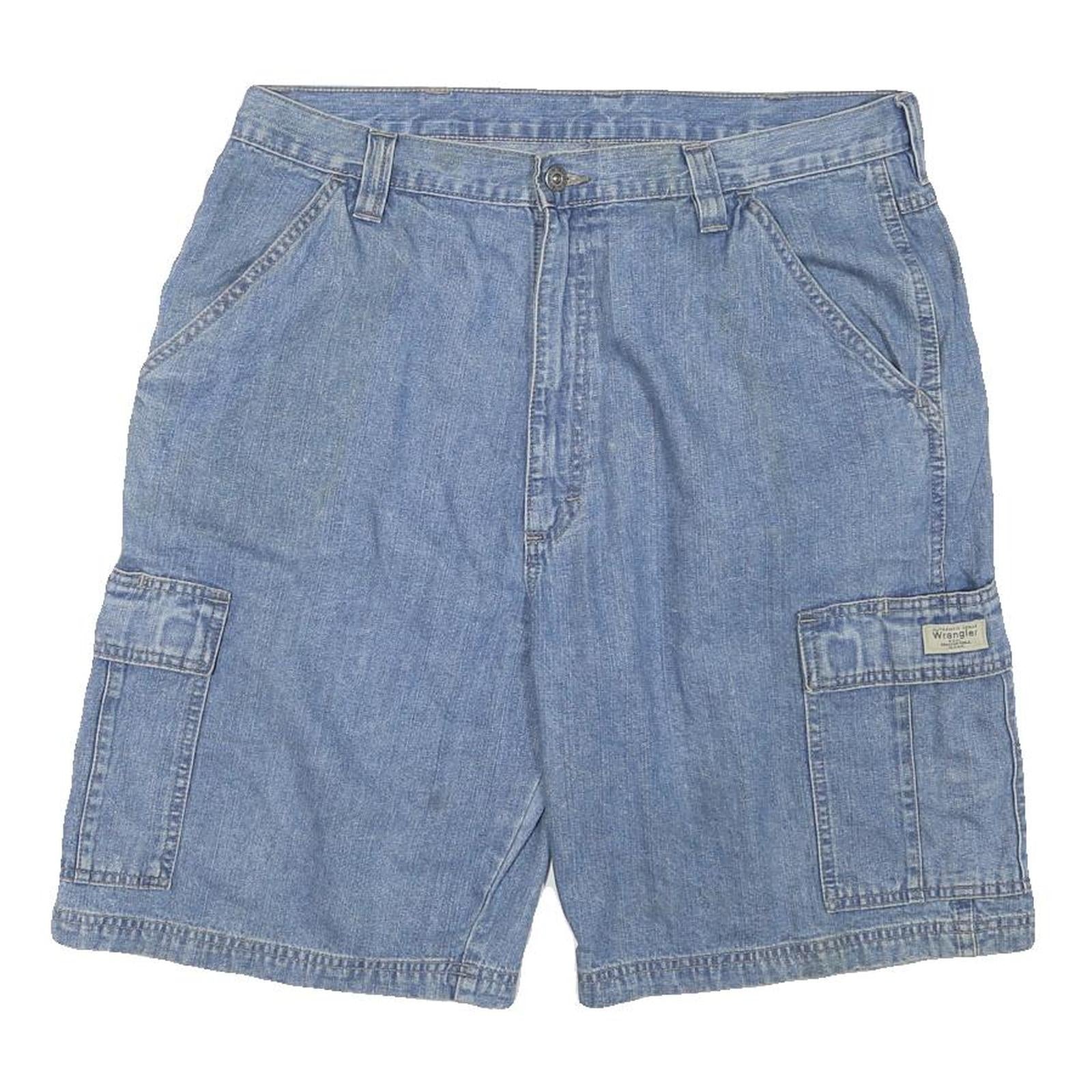 WRANGLER Mens Blue Casual Denim Cargo Shorts XL W36 Relaxed Fit Cotton Blend Refurbished - N/A refurbished available on Cerqular