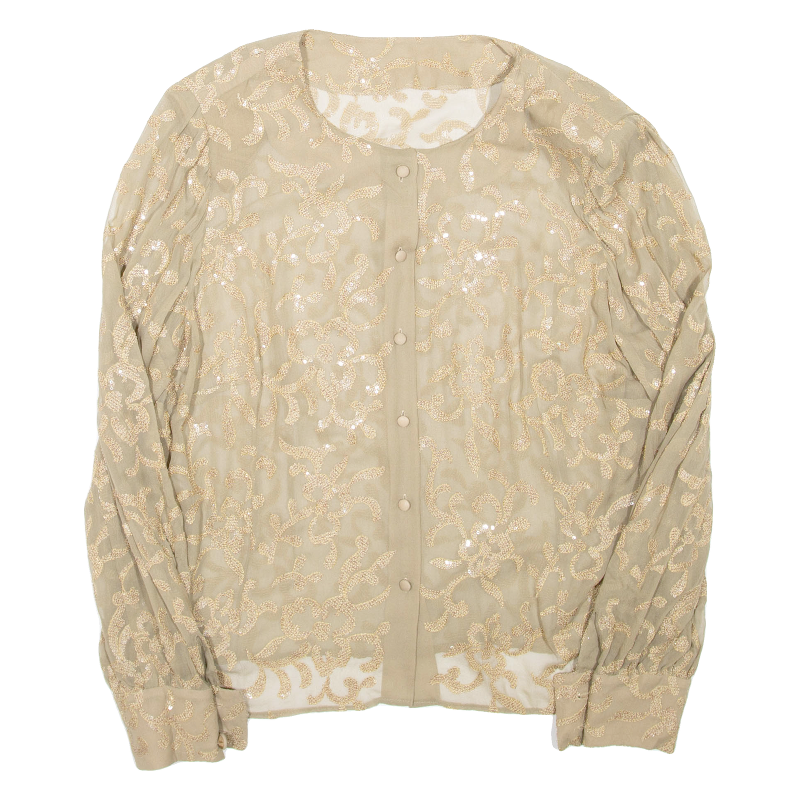 Sheer Womens Blouse Brown Long Sleeve XL Refurbished - N/A refurbished available on Cerqular