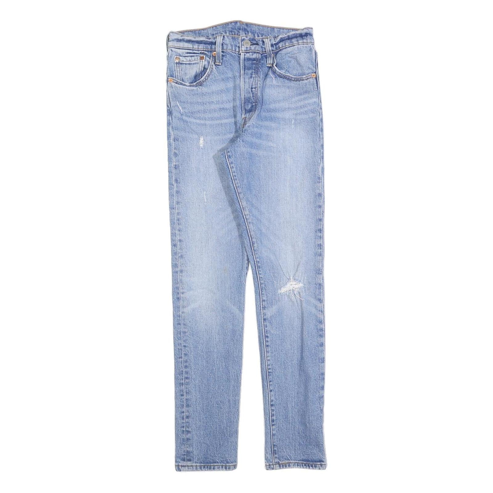 LEVI'S 501S Womens Jeans Blue Slim Skinny Denim Medium W25 L30 Distressed Zip Refurbished - N/A refurbished available on Cerqular