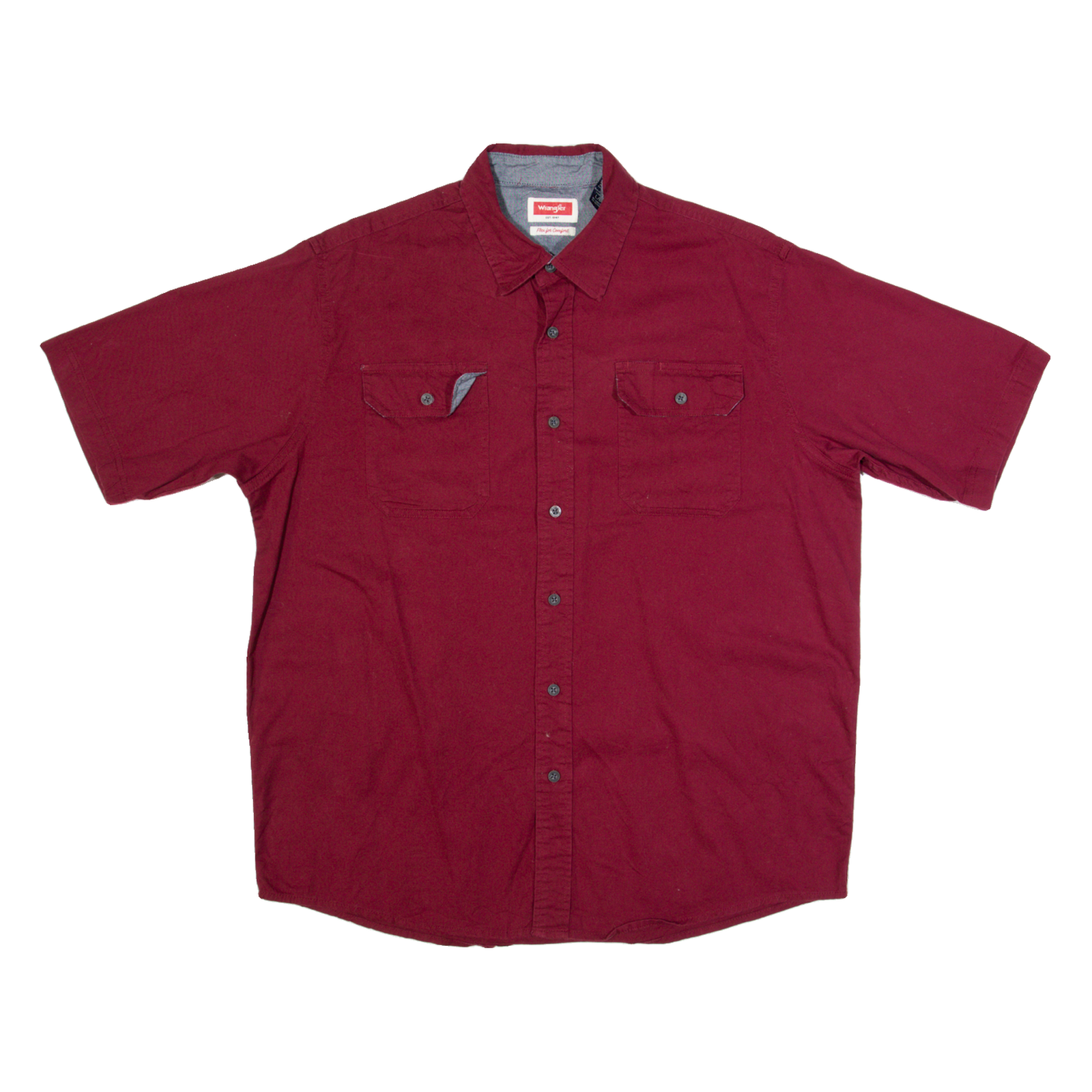 WRANGLER Mens Plain Shirt Maroon L Refurbished - N/A refurbished available on Cerqular