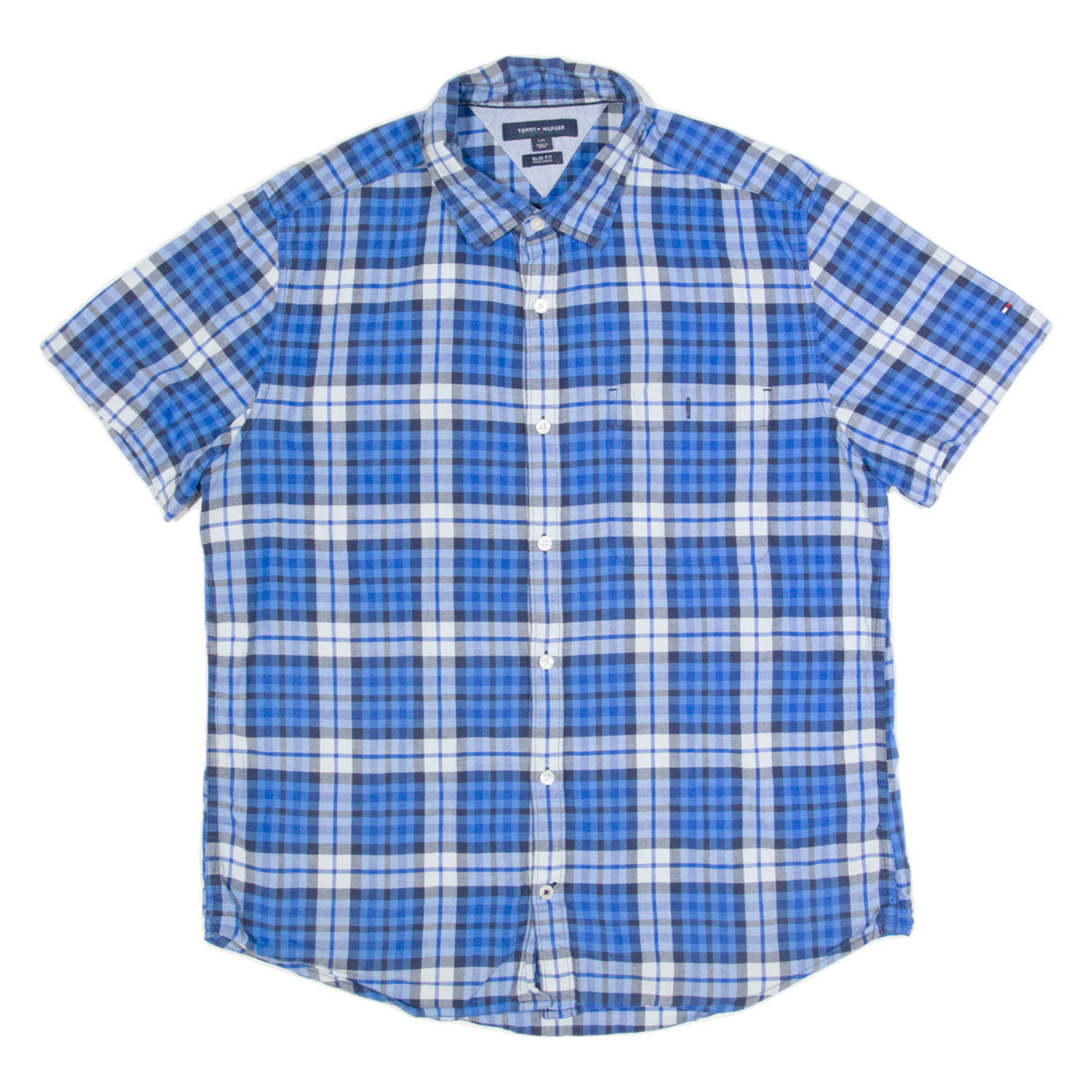 TOMMY HILFIGER Slim Fit Mens Shirt Blue Check L Refurbished - N/A refurbished available on Cerqular