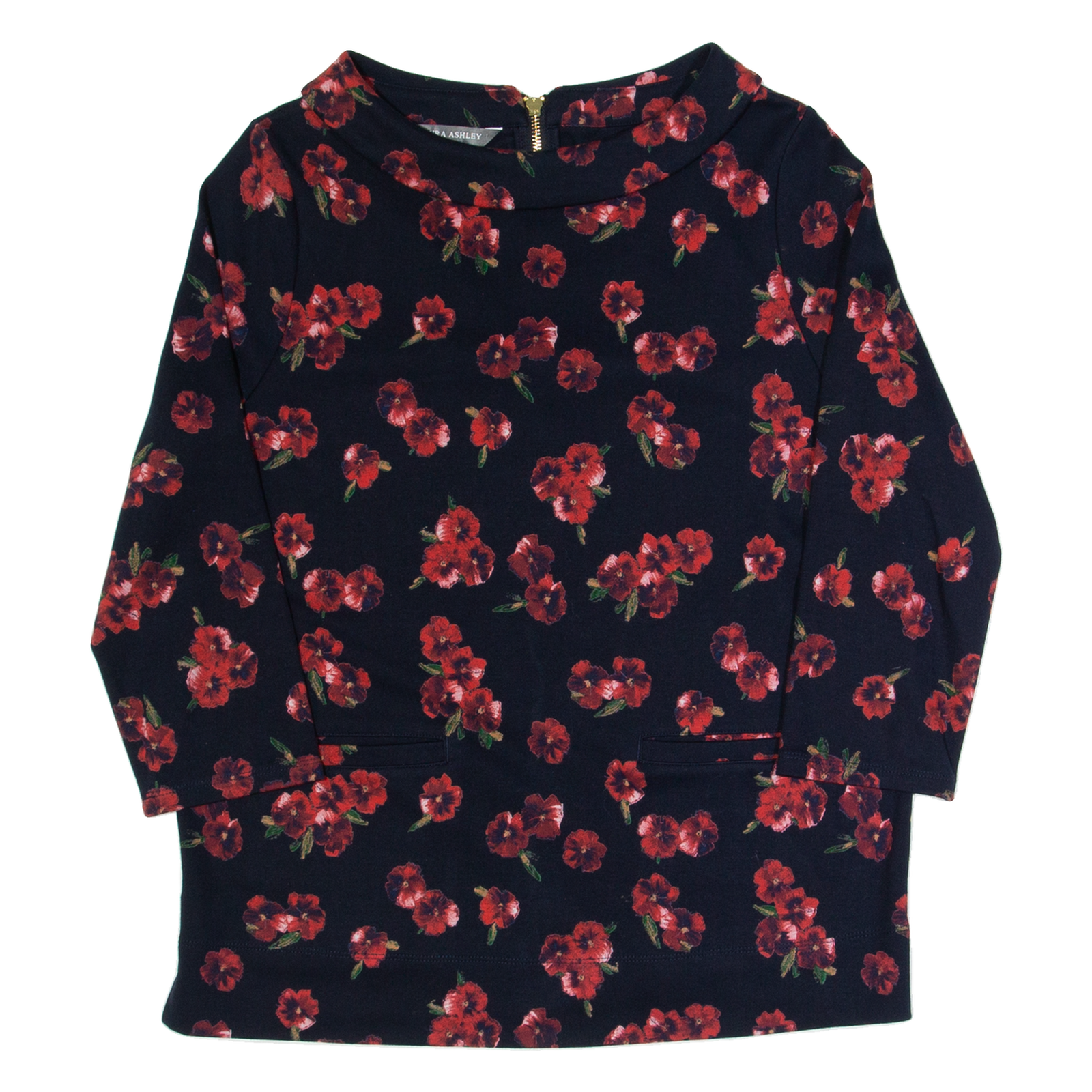 LAURA ASHLEY Womens Printed Top Black 3/4 Sleeve Floral UK 12 Refurbished - N/A refurbished available on Cerqular