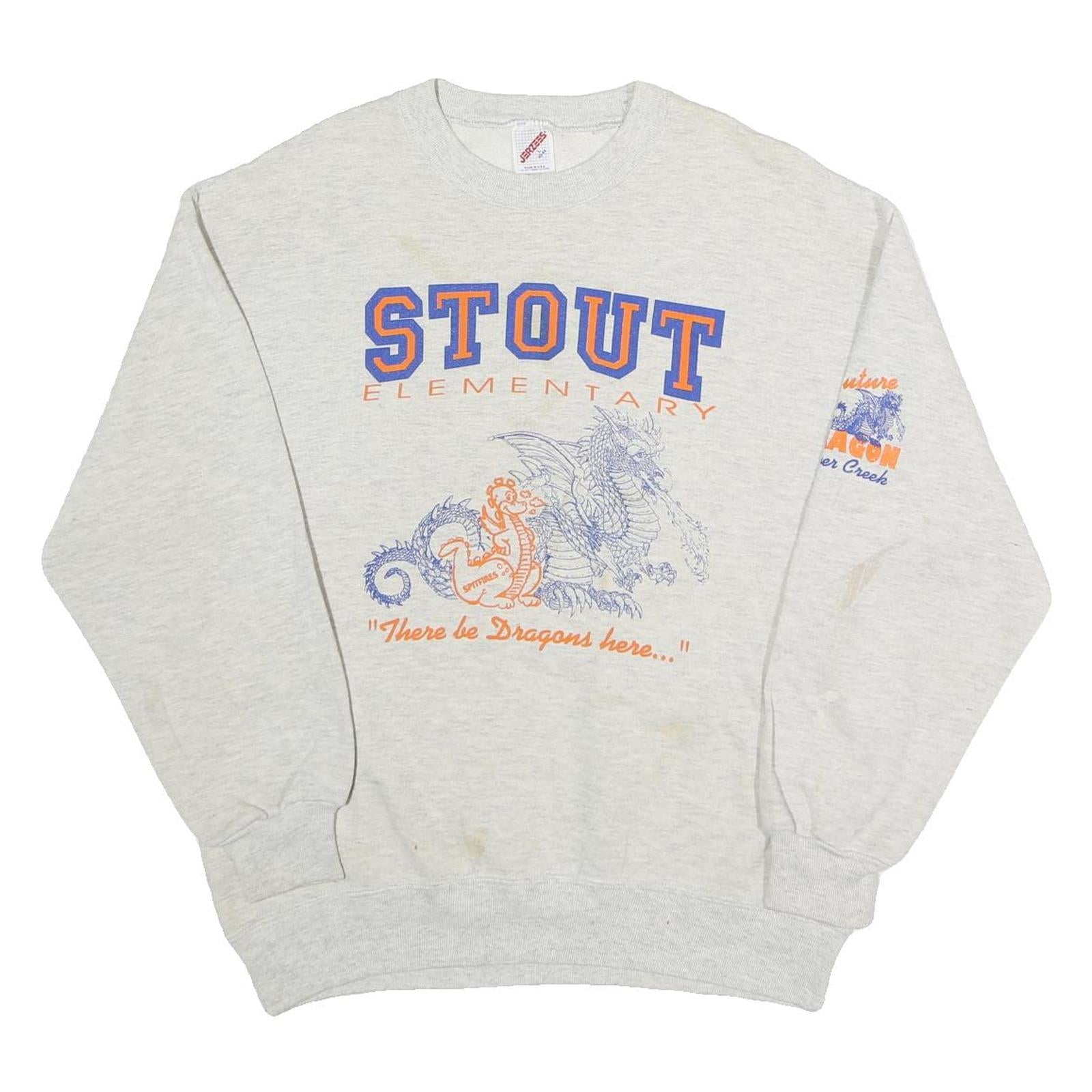 Buy JERZEES Mens Grey Stout Elementary Dragon Graphic Crew Neck L Sweatshirt Refurbished - $23.39 JERZEES Mens Grey Stout Elementary Dragon Graphic Crew Neck L Sweatshirt Refurbished - N/A refurbished available on Cerqular