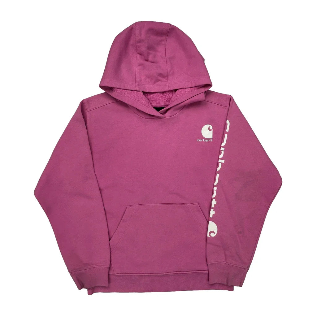 Age 8 Carhartt Hoodie - Small Pink Cotton Refurbished - Thrifted (note: this is a term often used to describe second- refurbished available on Cerqular