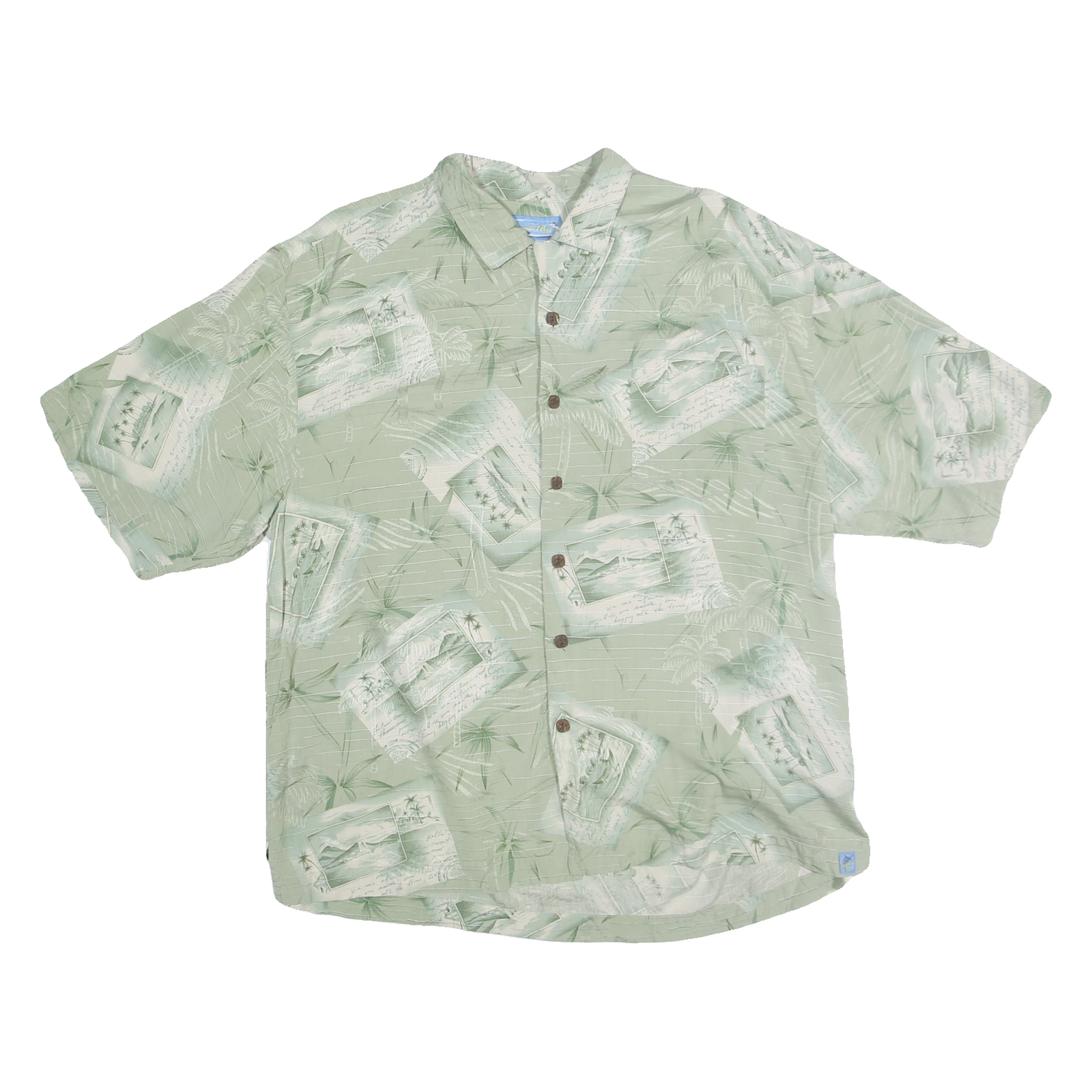 Buy BERMUDA BAY Mens Green Palm Trees Postcard Print Silk Shirt XL Hawaiian Tropical Refurbished - $25.99 BERMUDA BAY Mens Green Palm Trees Postcard Print Silk Shirt XL Hawaiian Tropical Refurbished - N/A refurbished available on Cerqular