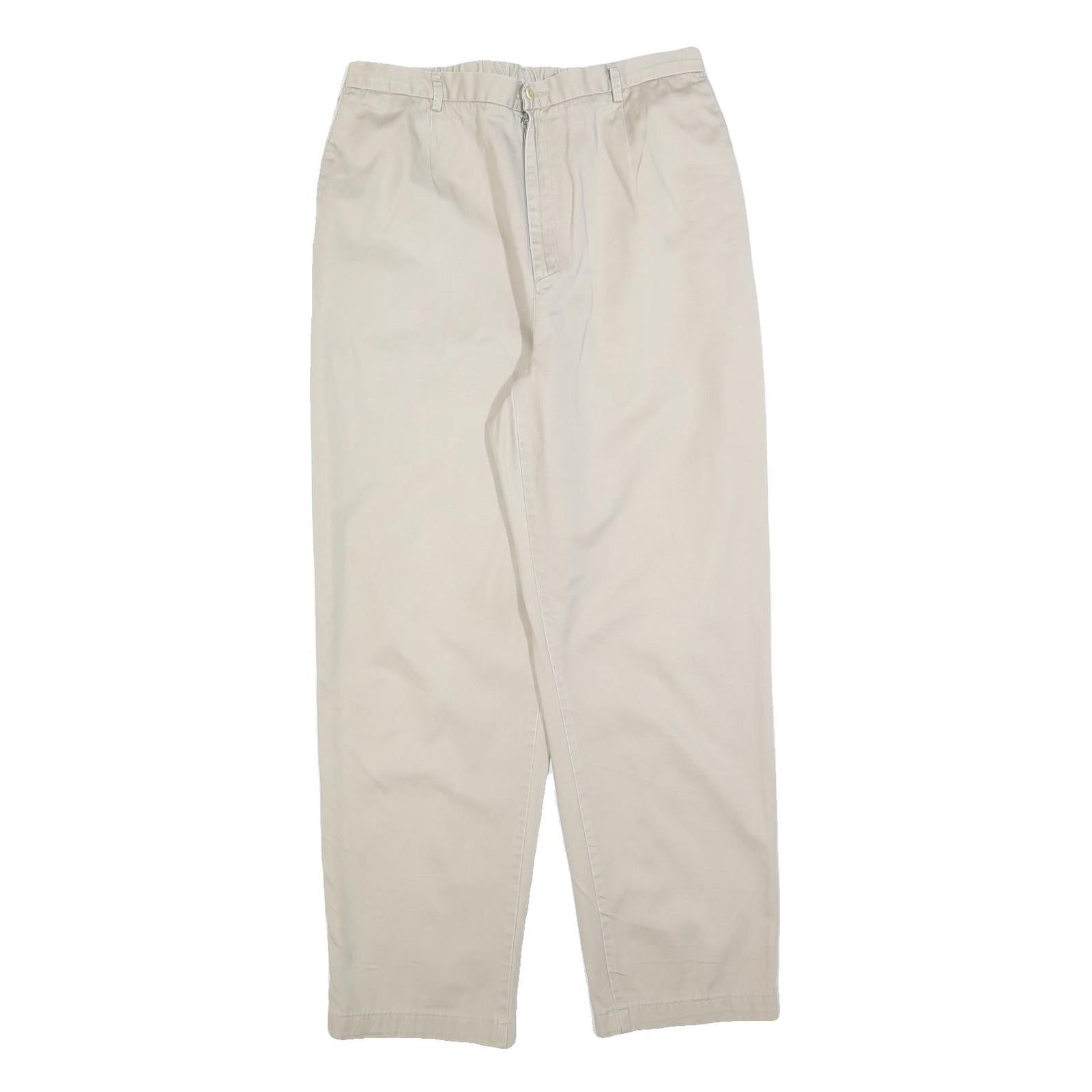 LANDS END Womens Cotton Blend Beige Relaxed Straight Trousers W30 L30 Casual Refurbished - N/A refurbished available on Cerqular
