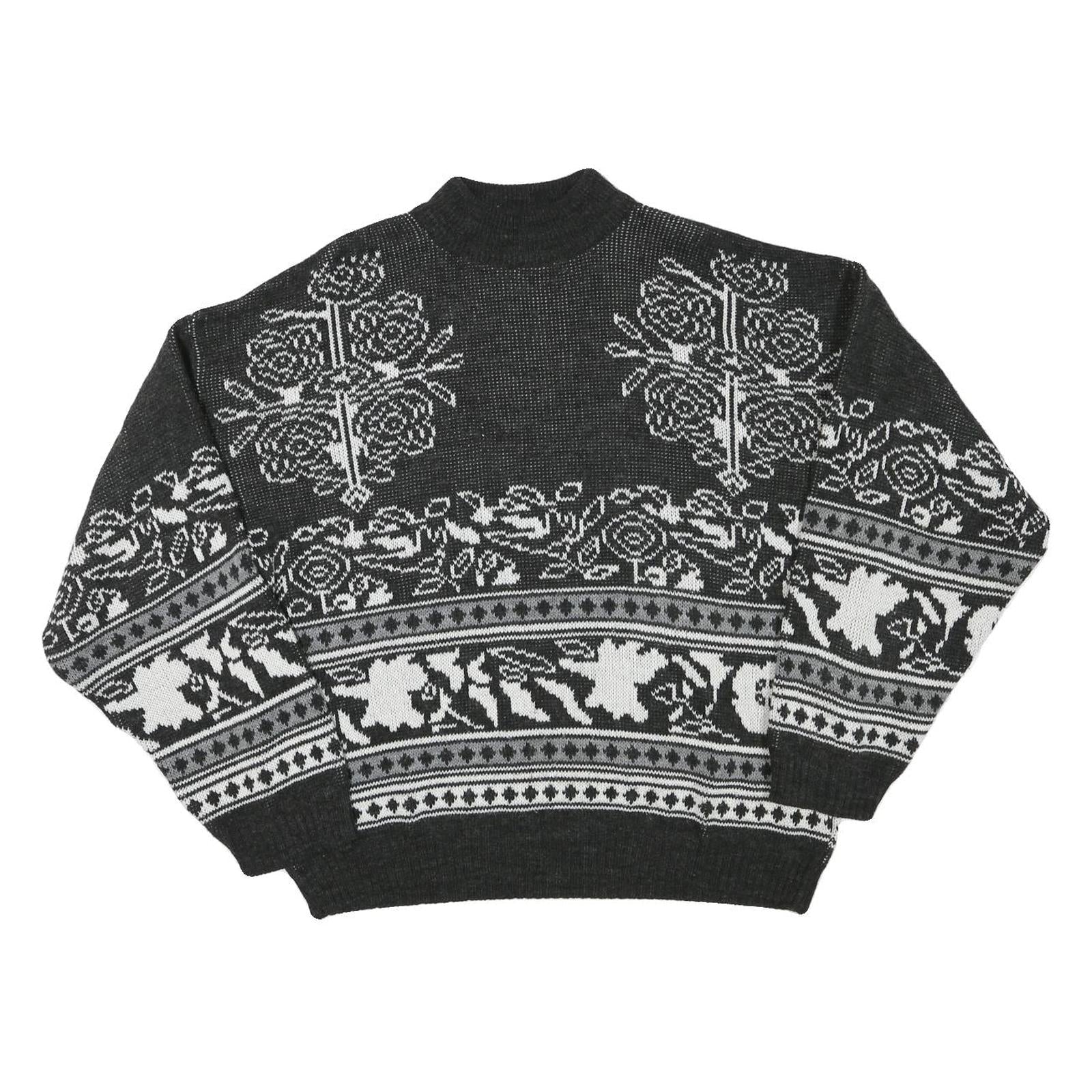 Mens Black & White Patterned Acrylic Blend Jumper Crew Neck Waffle Knit XL Refurbished - N/A refurbished available on Cerqular