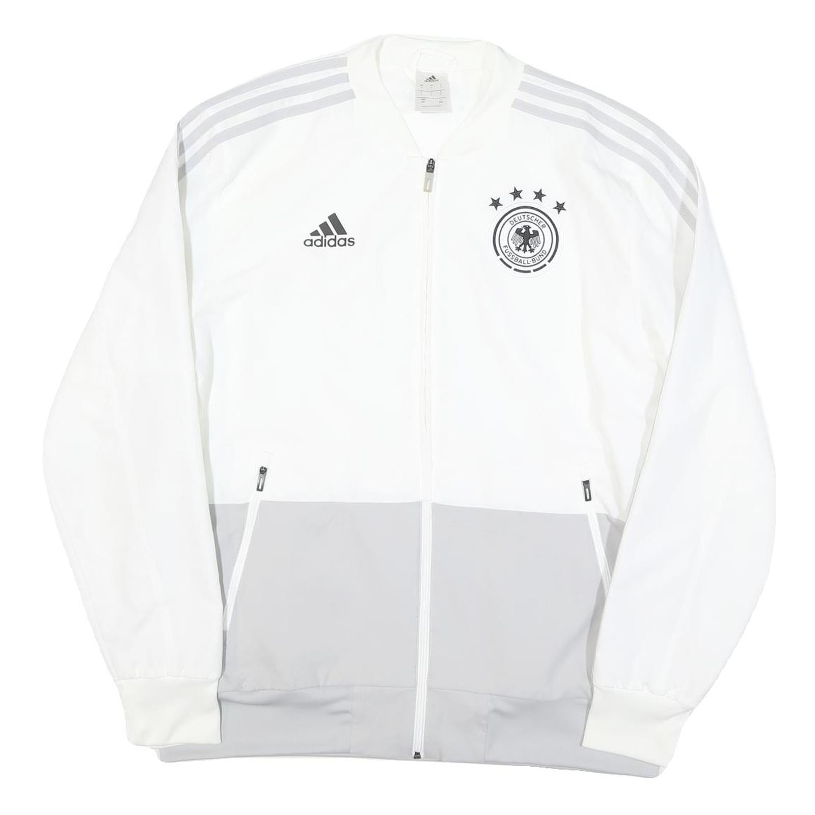 ADIDAS Mens White & Grey Deutschland Football Zip Jacket L Polyester Blend Refurbished - N/A refurbished available on Cerqular