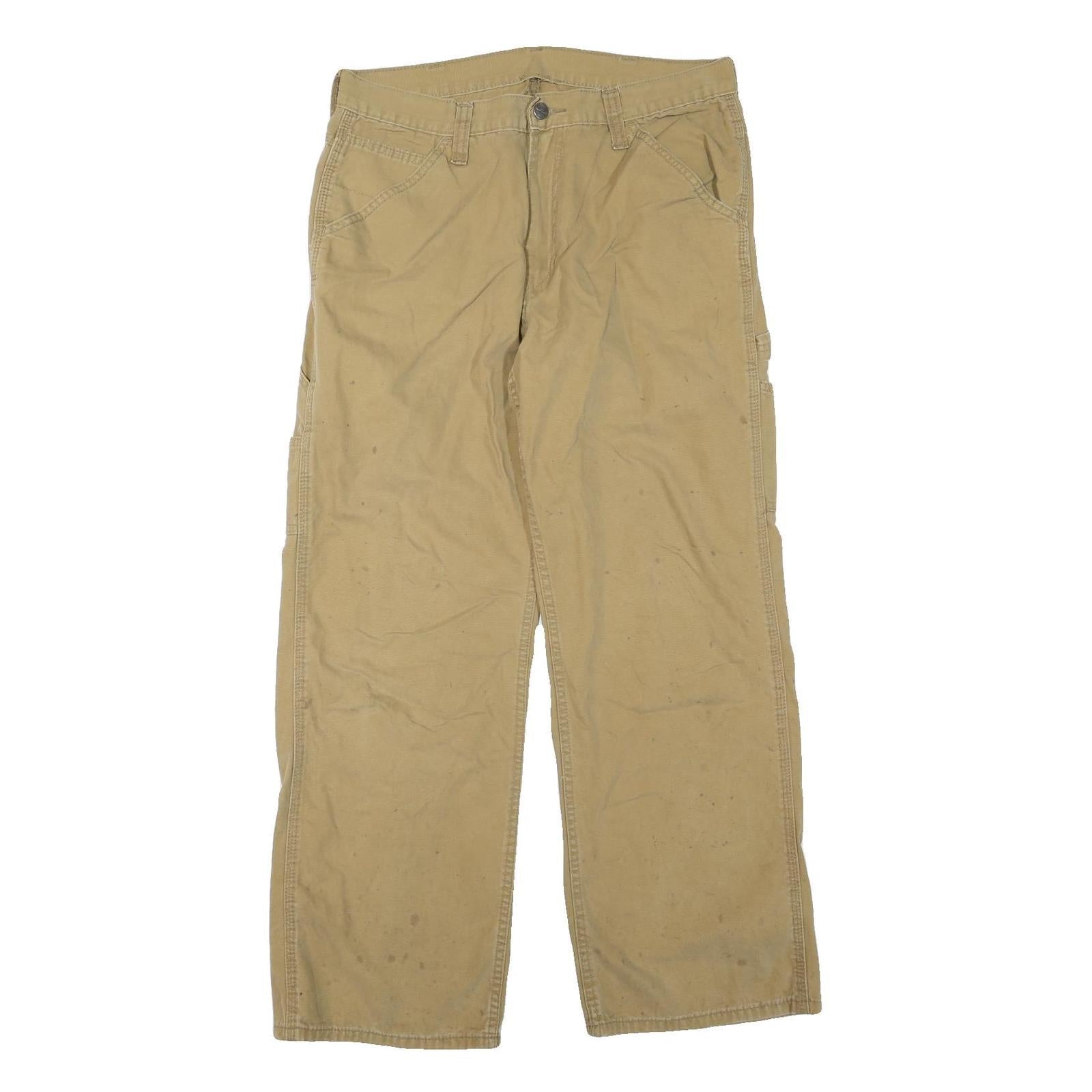 CARHARTT Mens Cotton Blend Beige Regular Fit Straight Leg Trousers W32 L30 Refurbished - N/A refurbished available on Cerqular