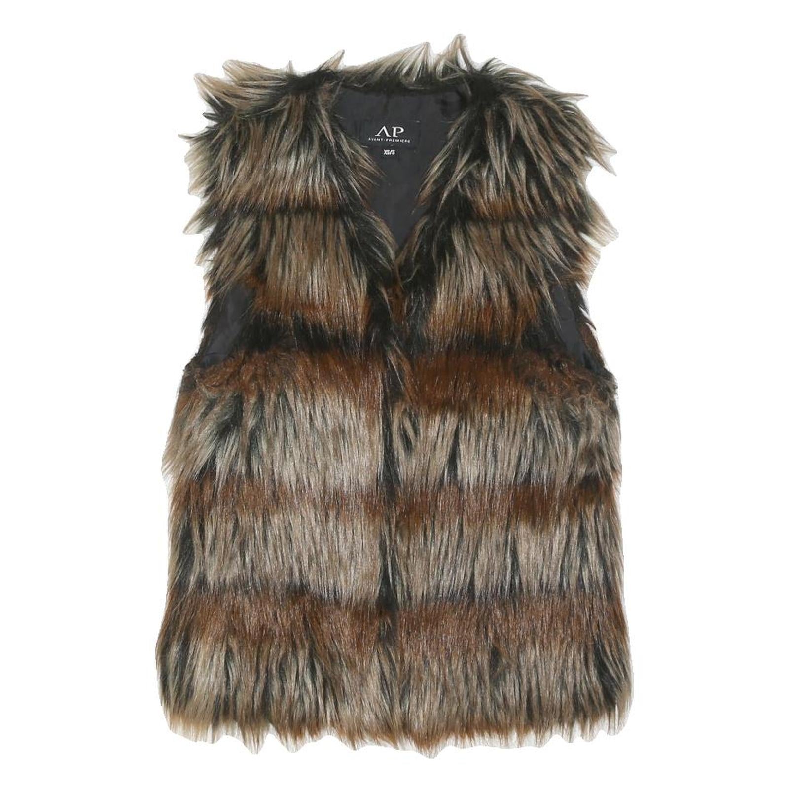 AVANT PREMIERE Womens Brown Faux Fur Gilet XS Polyester Blend Button Closure Refurbished - N/A refurbished available on Cerqular