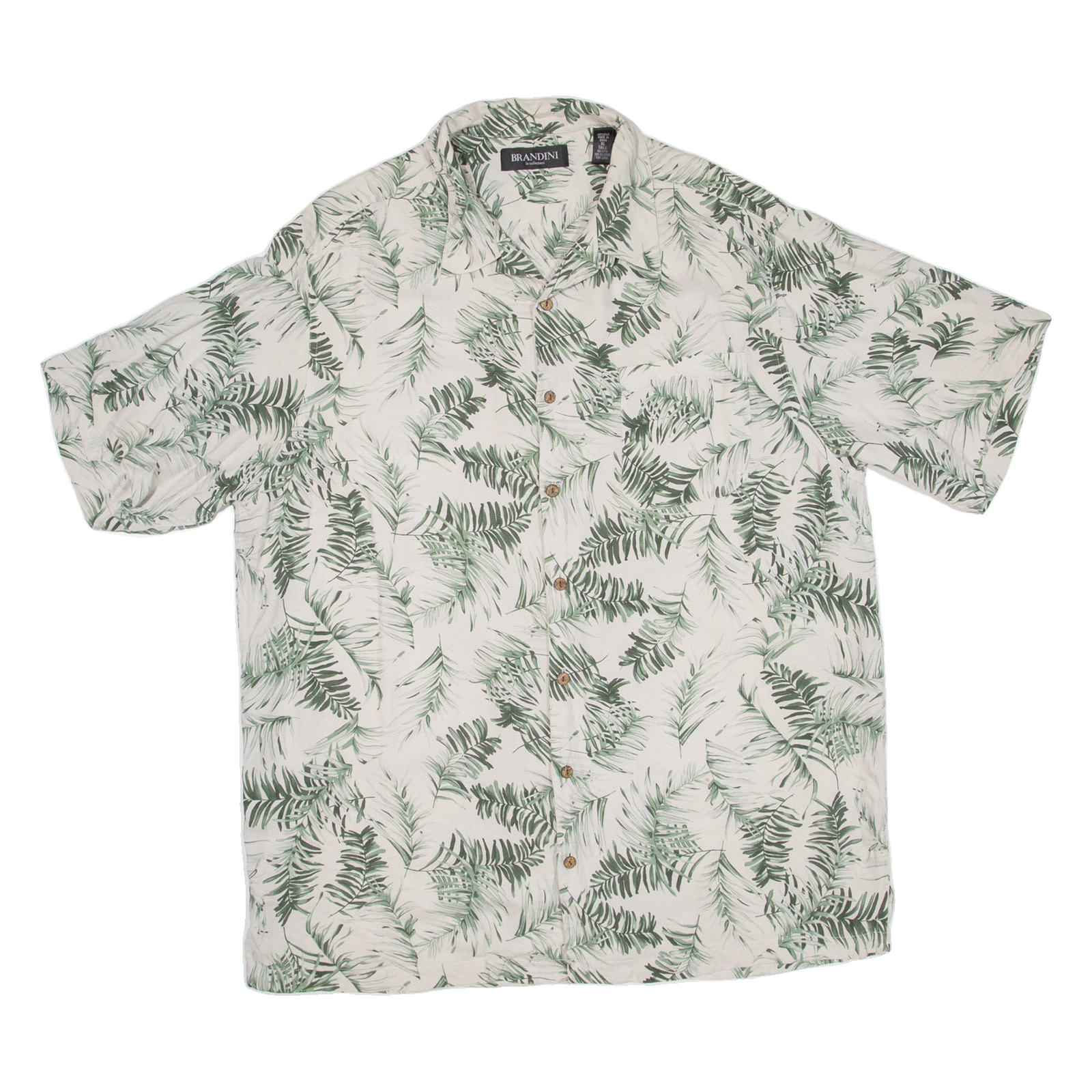 BRANDINI Tall Mens Hawaiian Shirt Green Floral XL Refurbished - N/A refurbished available on Cerqular